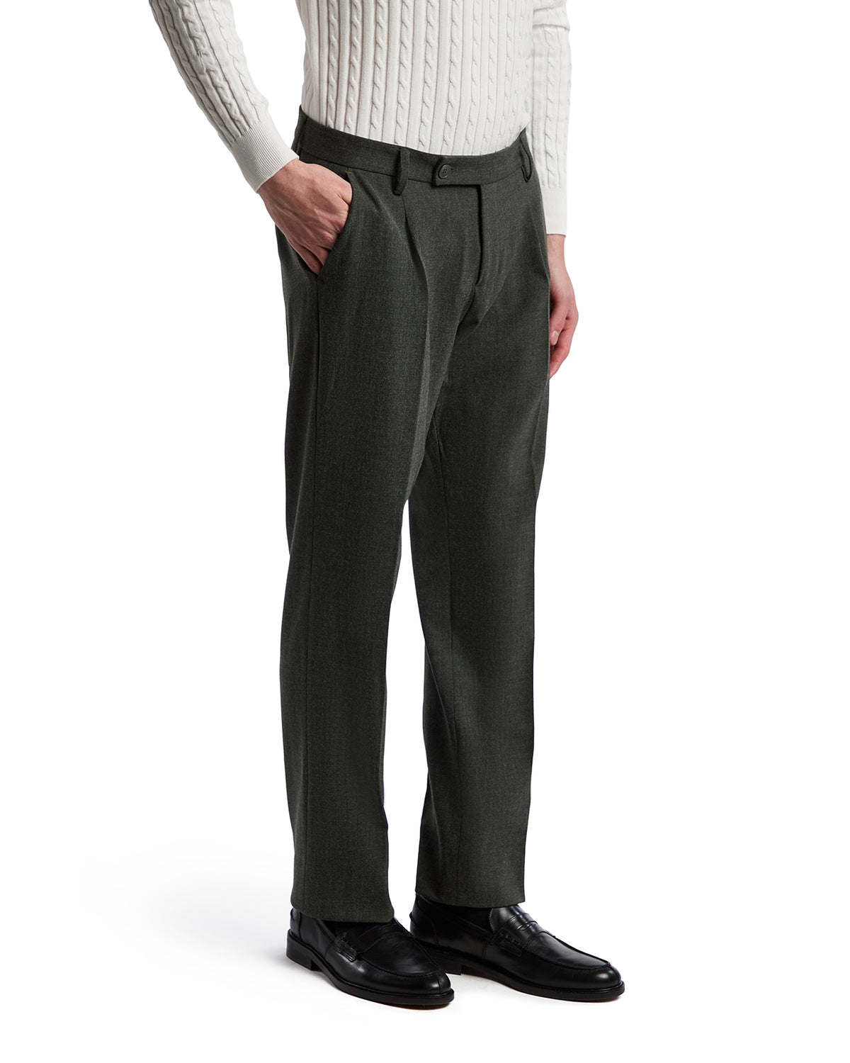 Pantalone Aka in flanella verde