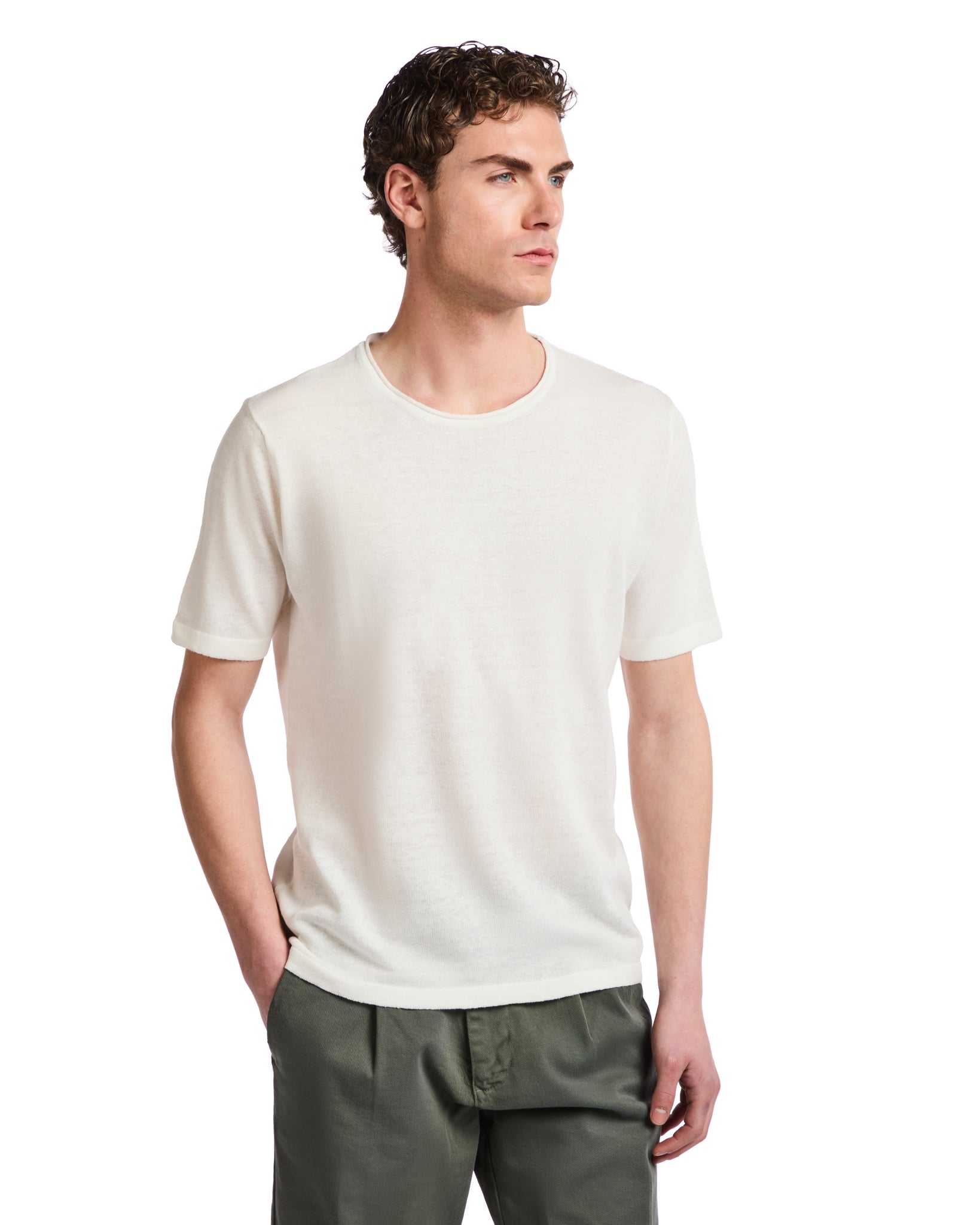 Camiseta Azur de lino y algodón color crema