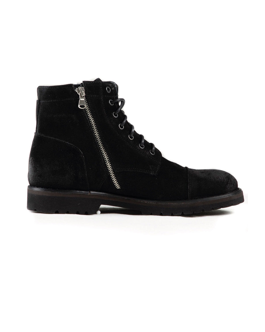 Z01 - BOTTINES EN DAIM NOIR AVEC ZIP