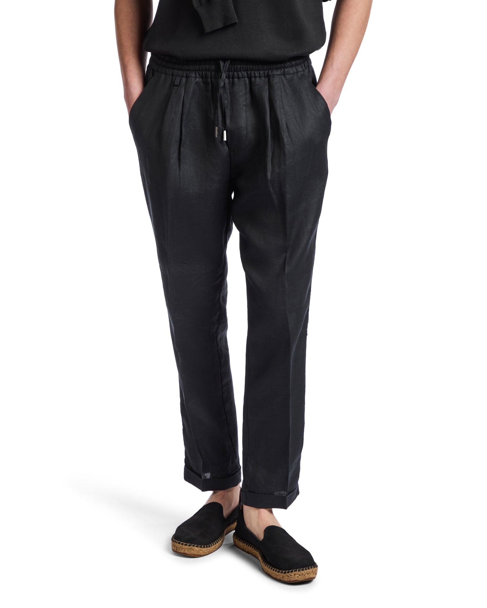 Pantalon Cary en lin noir pur