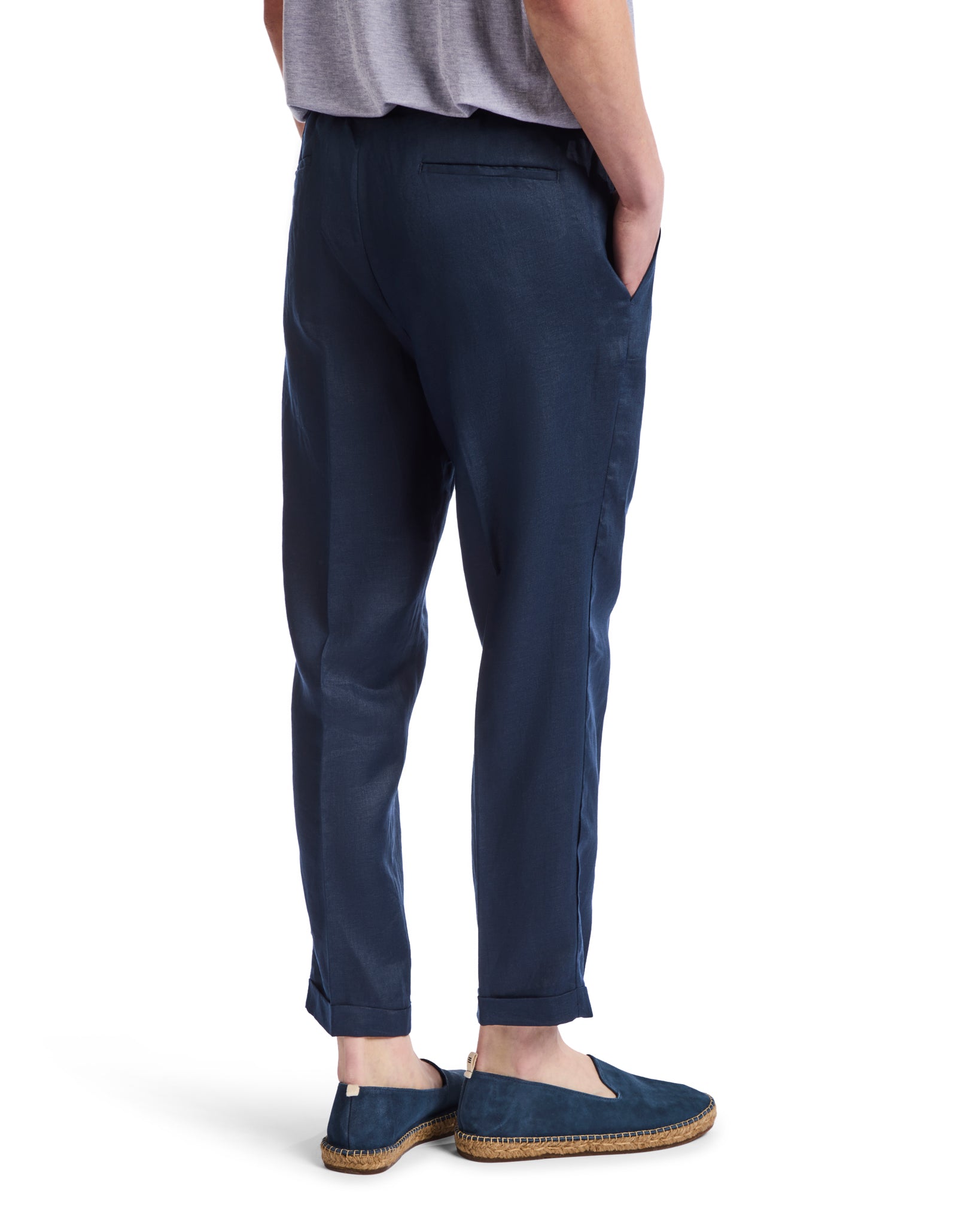 Pantalon Cary en lin bleu pur