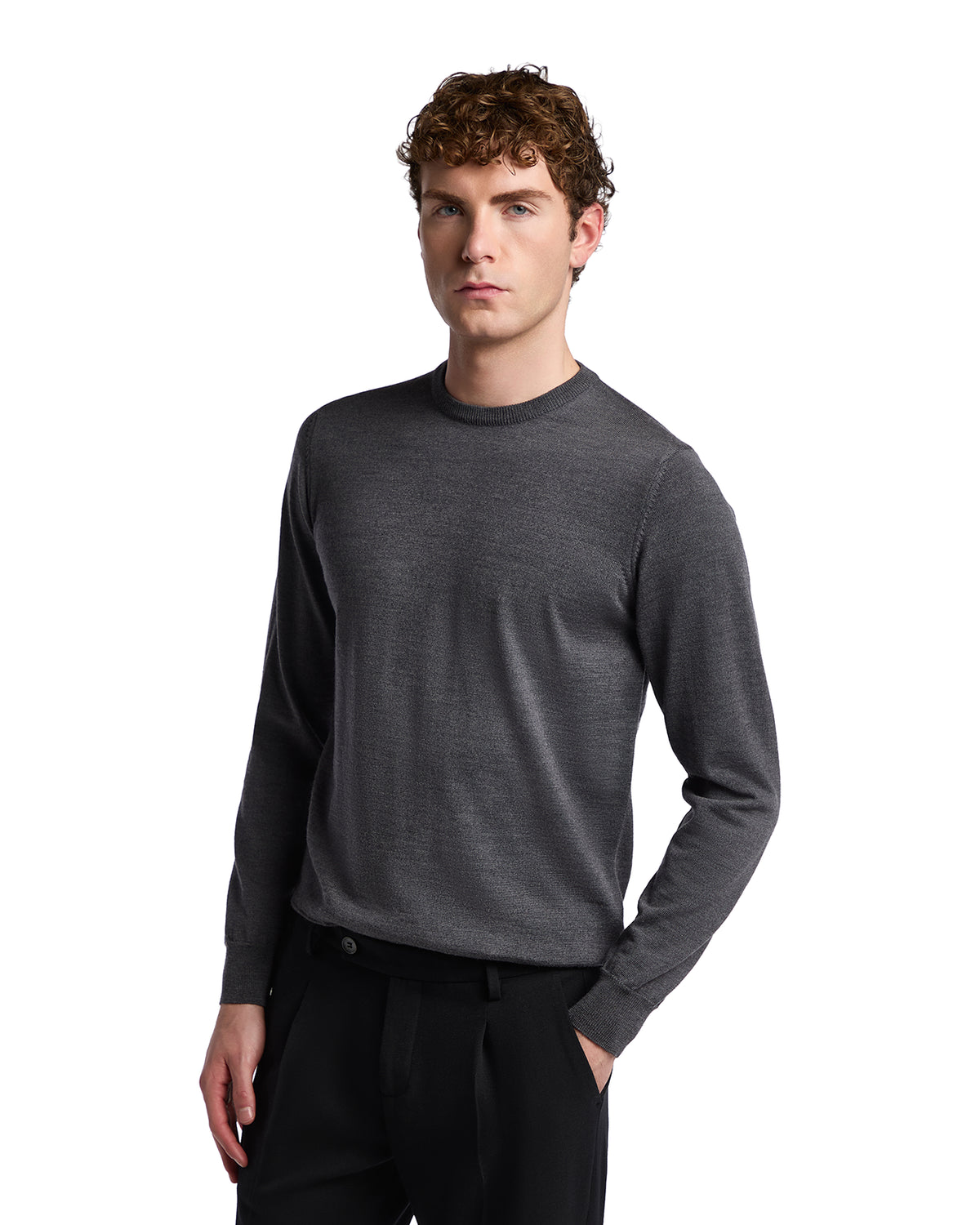 Girocollo Furore in lana merino Tollegno grigio chiaro