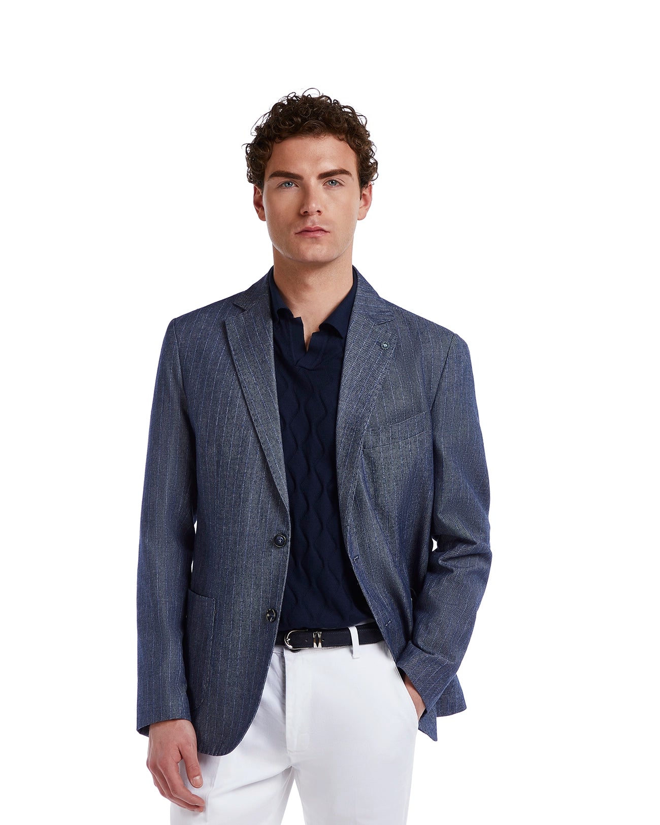 Giacca Vernazza gessata blu