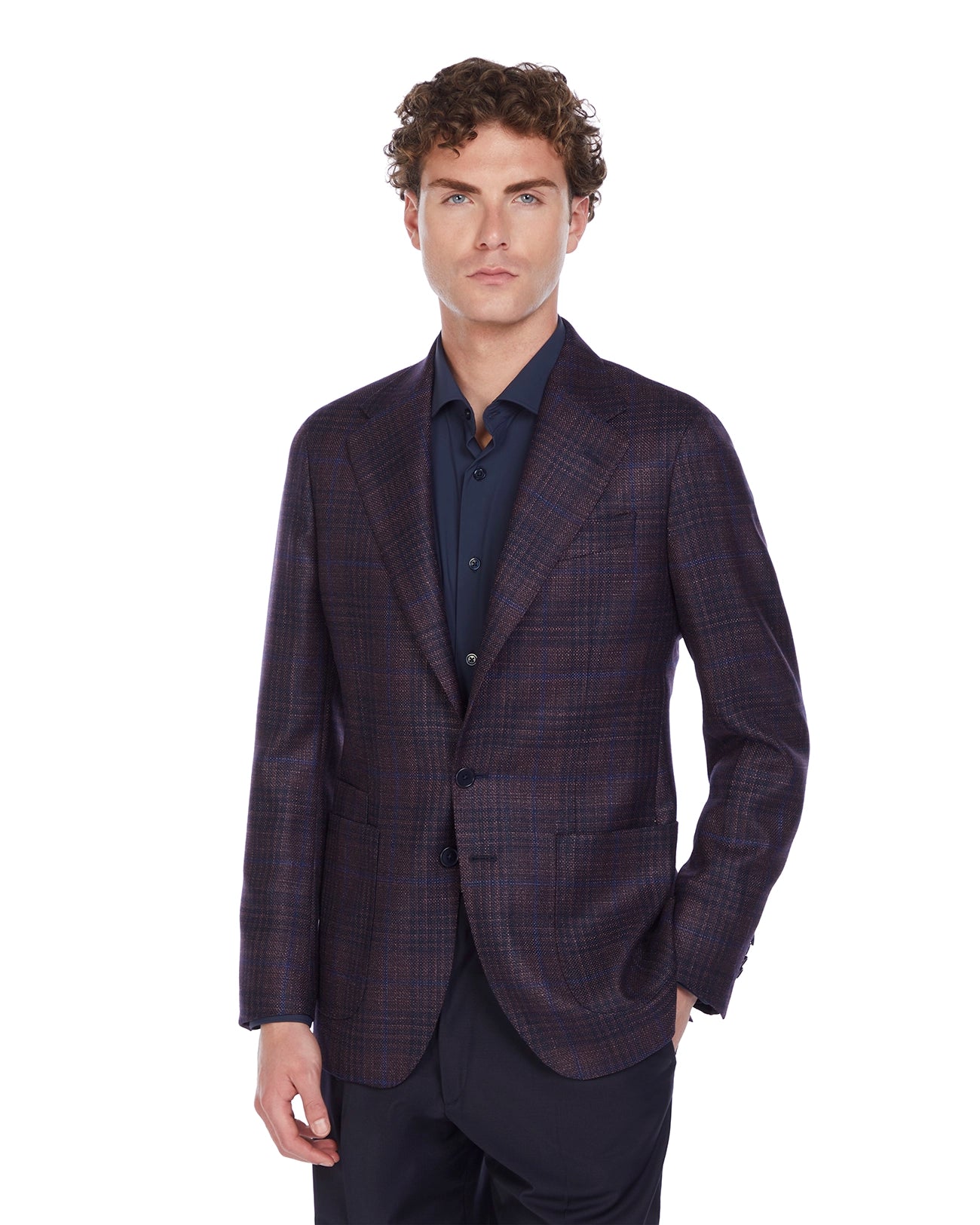 Giacca Summer time Loro Piana in tweed prugna