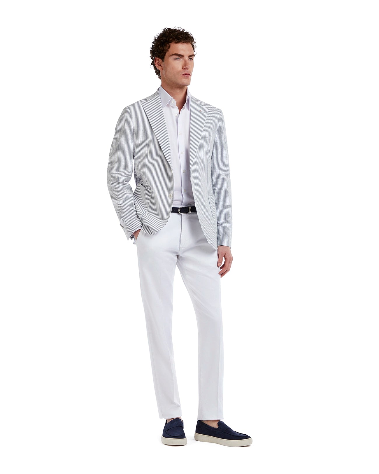 Giacca Norcia goffrata a righe blu