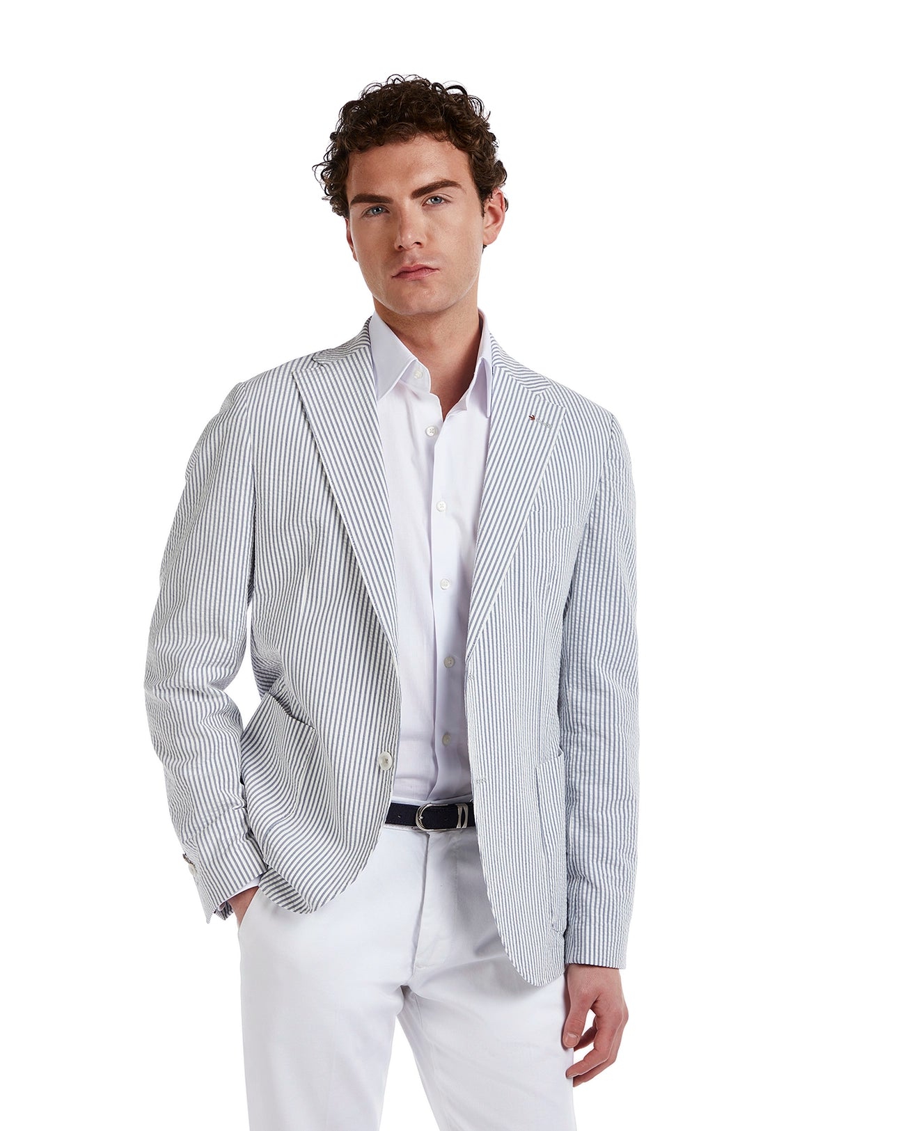 Giacca Norcia goffrata a righe blu