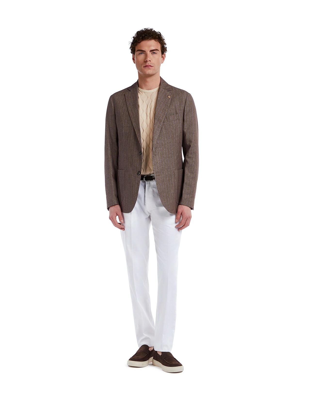 Giacca Vernazza gessata beige