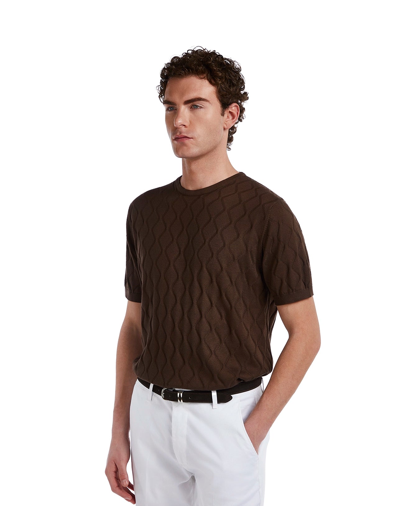 Camiseta Bjorn de punto moro a ondas
