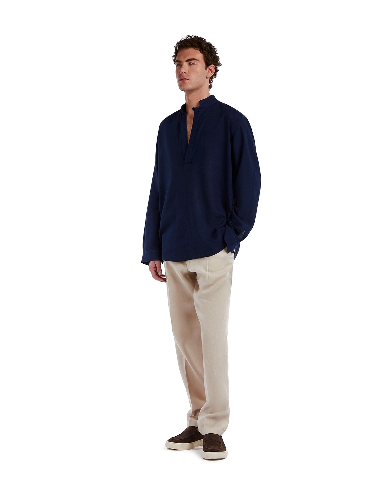 Waikiki shirt in blue linen and cotton