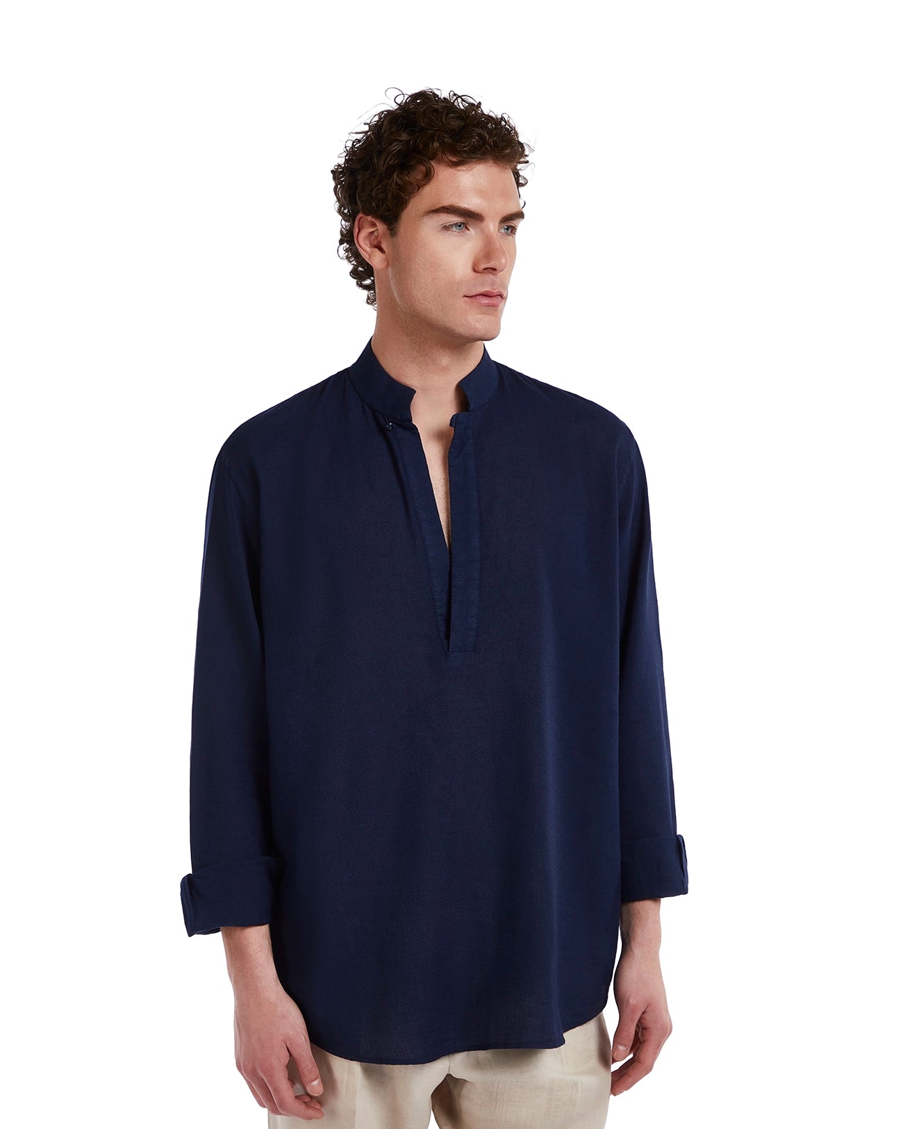 Waikiki shirt in blue linen and cotton