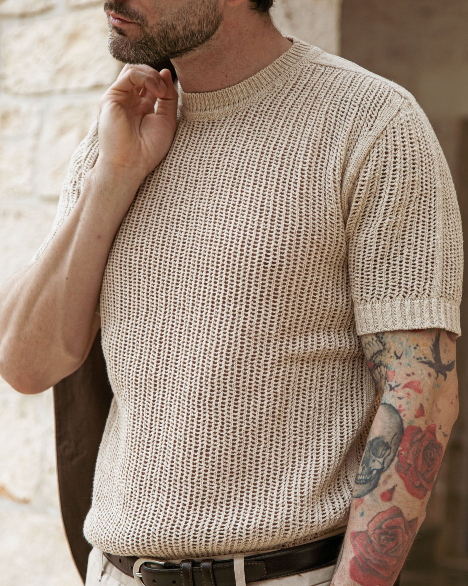Grigor - t-shirt oversize traforata beige
