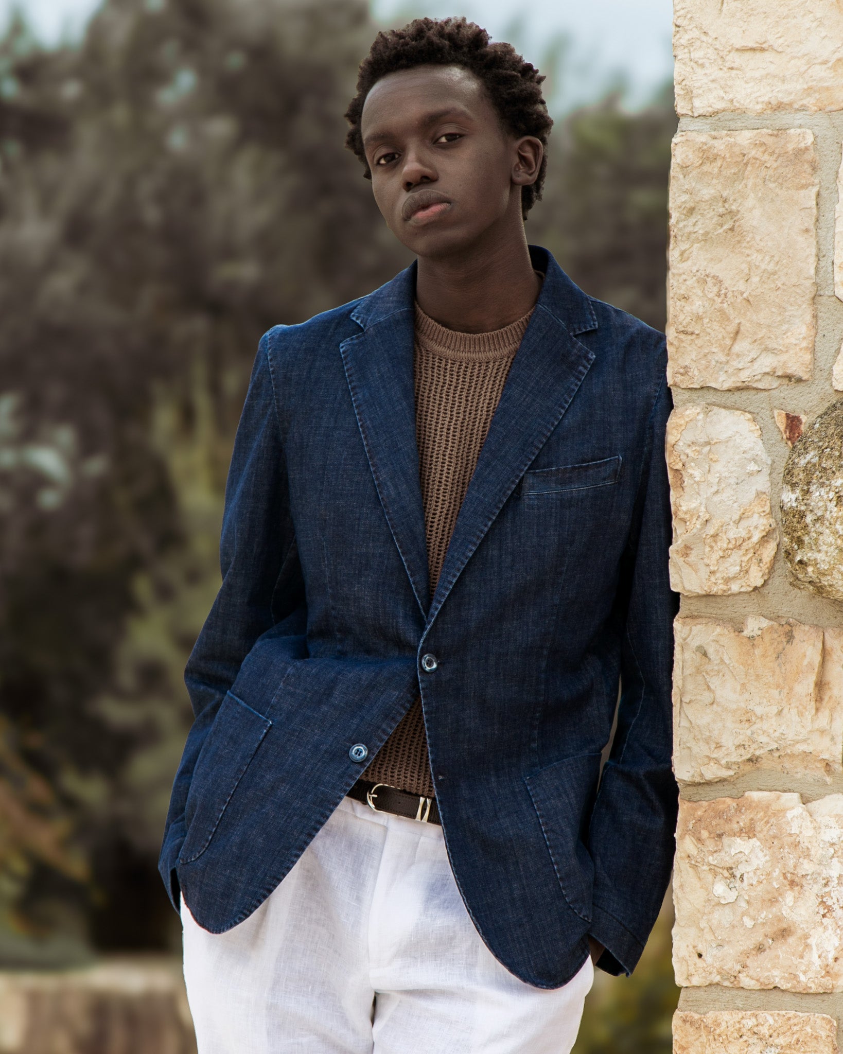 Spello - giacca monopetto in denim scuro