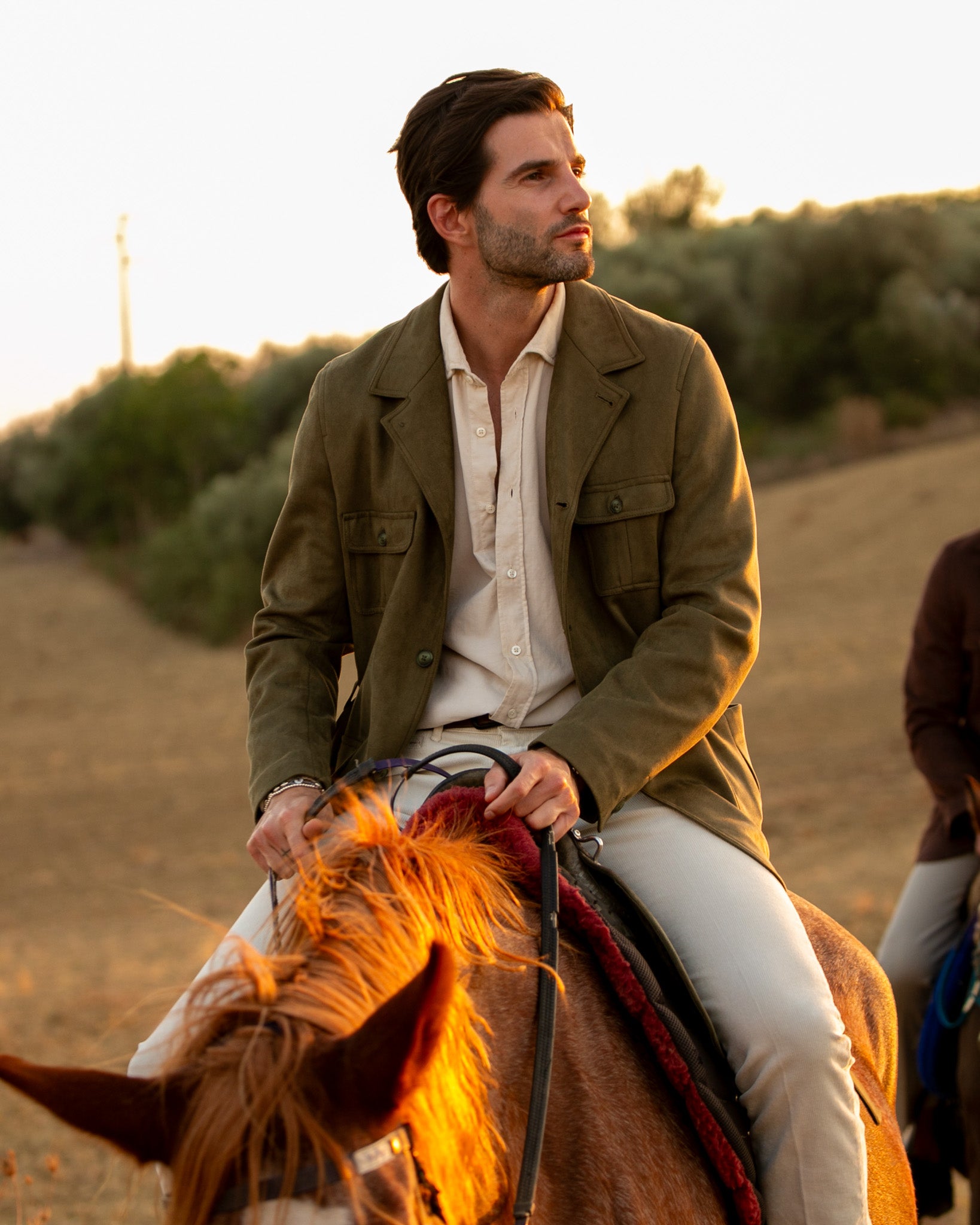 Levante - safari jacket in military eco-suede