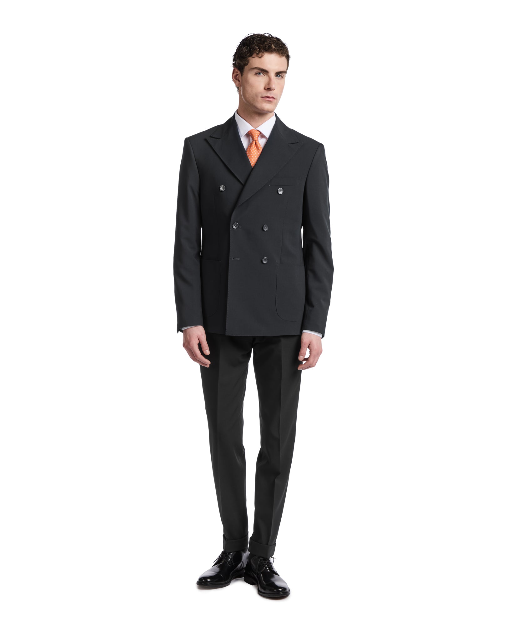 Black double-breasted Monaco suit