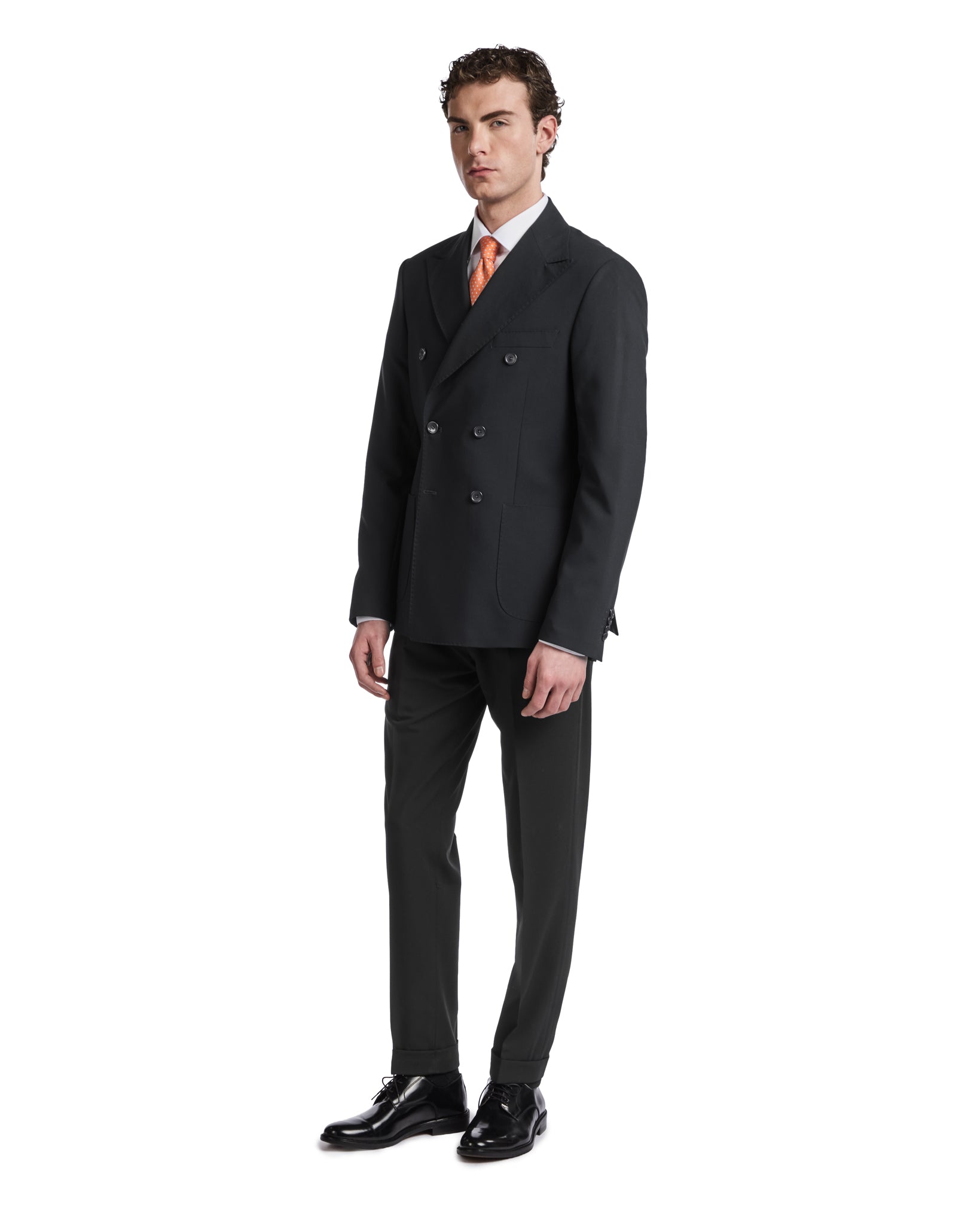 Black double-breasted Monaco suit