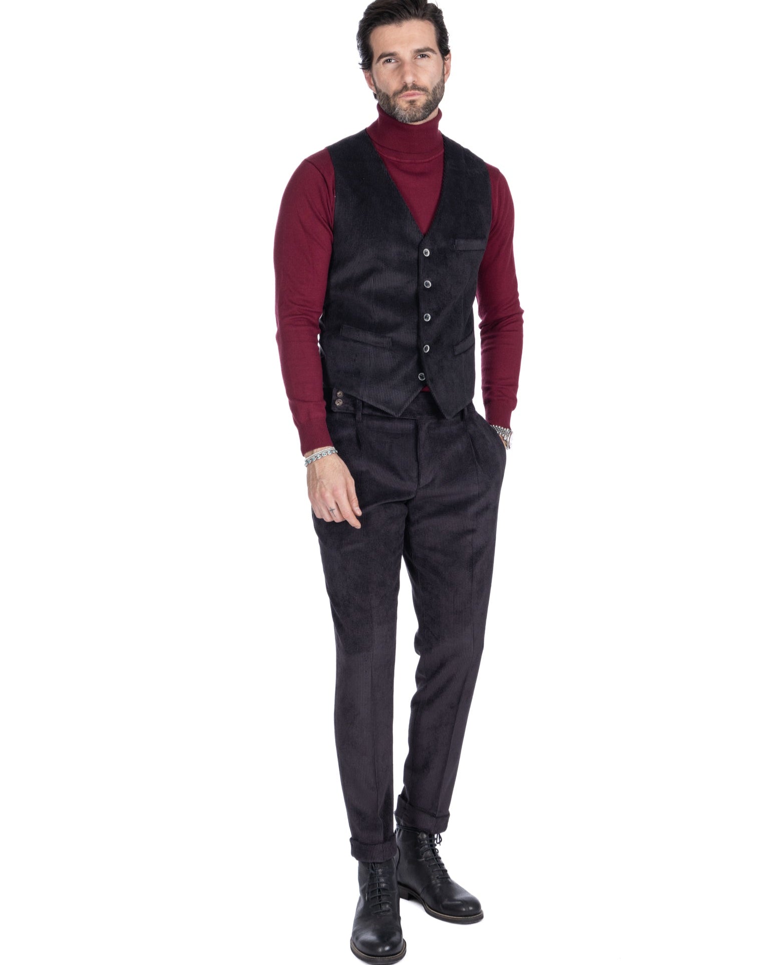 Mads - gilet nero in velluto