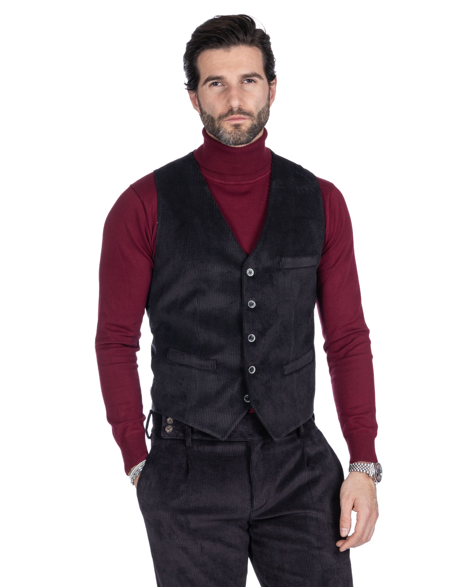 Mads - gilet nero in velluto