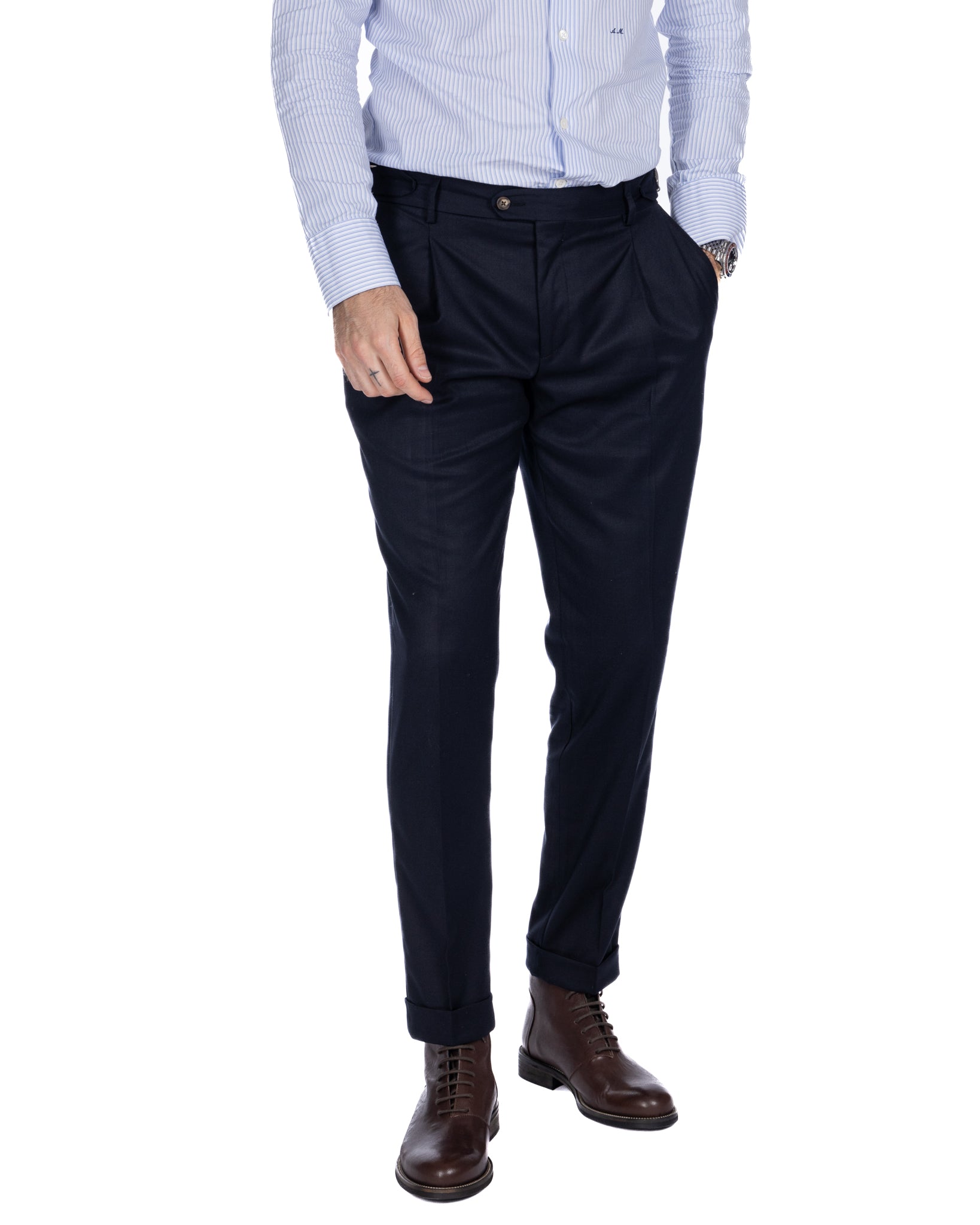 Monopoli - pantalone con fibbie blu