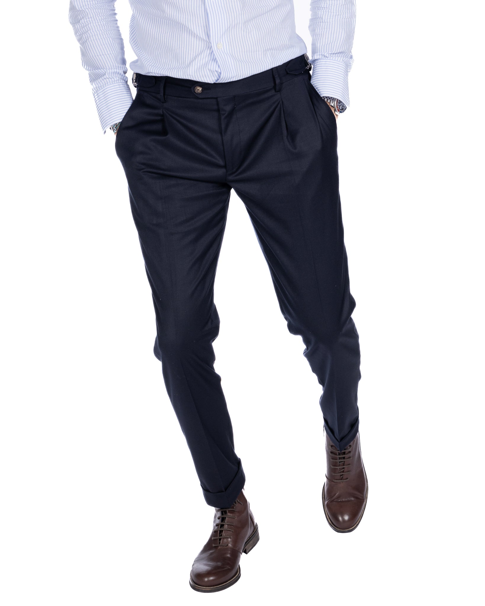 Monopoli - pantalone con fibbie blu