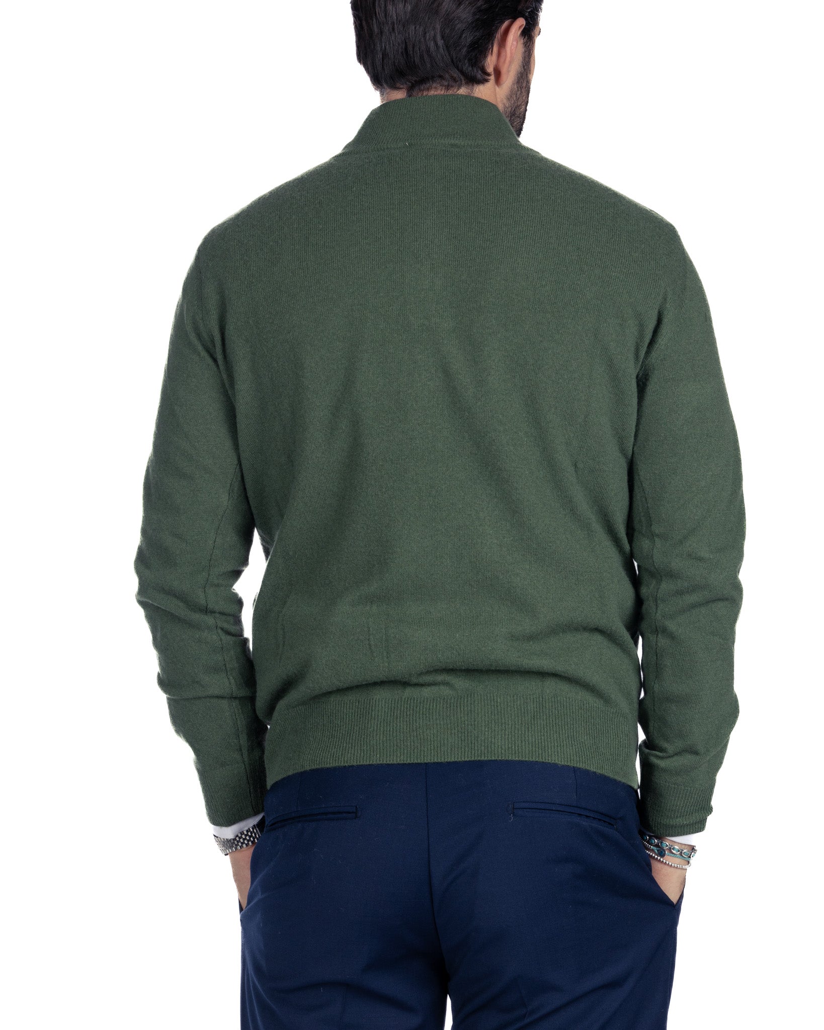 Rory - green cashmere blend zip sweater
