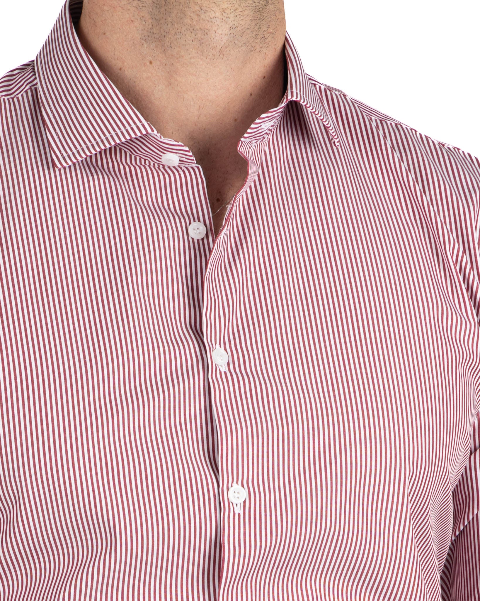 Shirt - slim fit narrow stripe burgundy