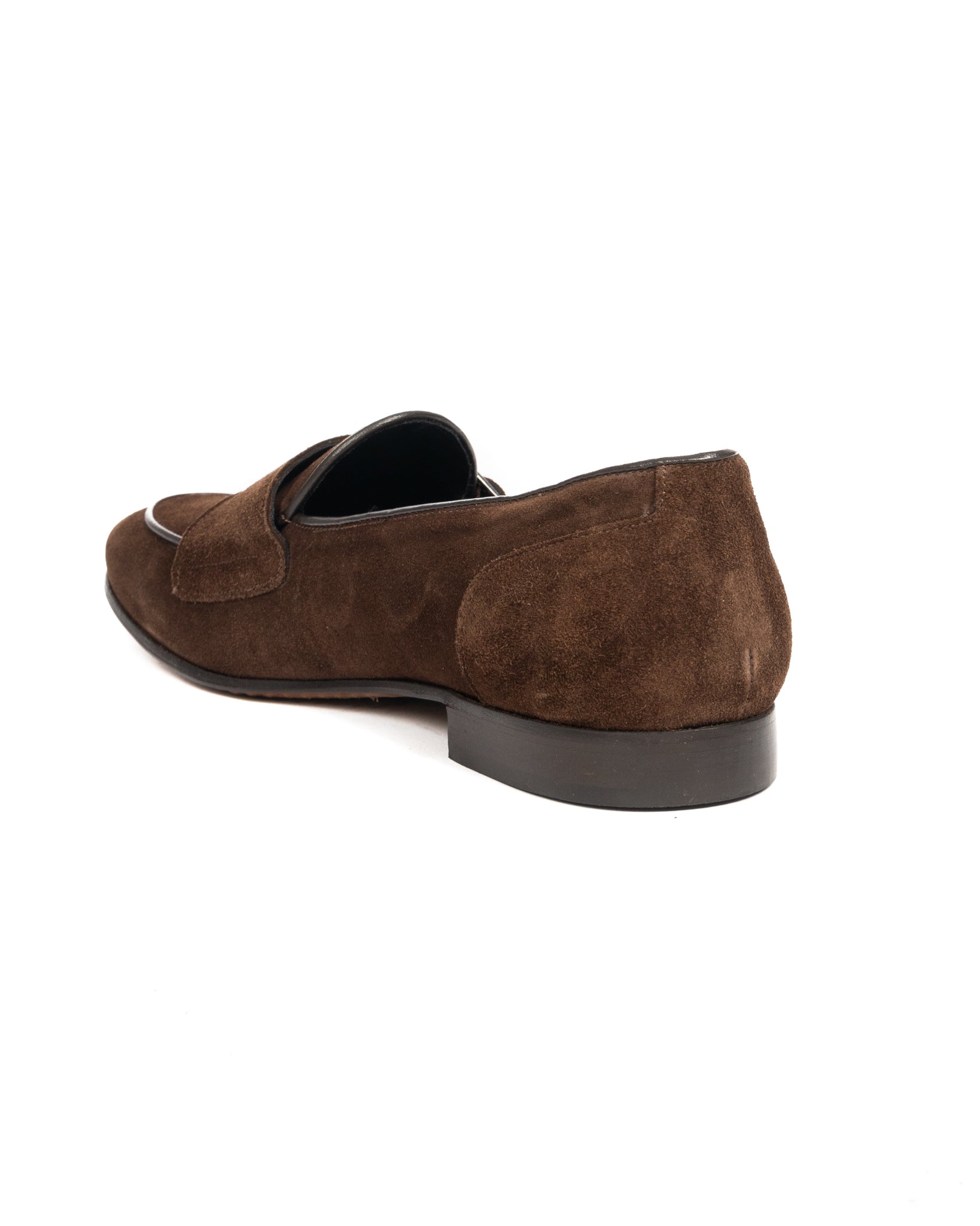 Gianni - dark brown suede moccasin with double buckle