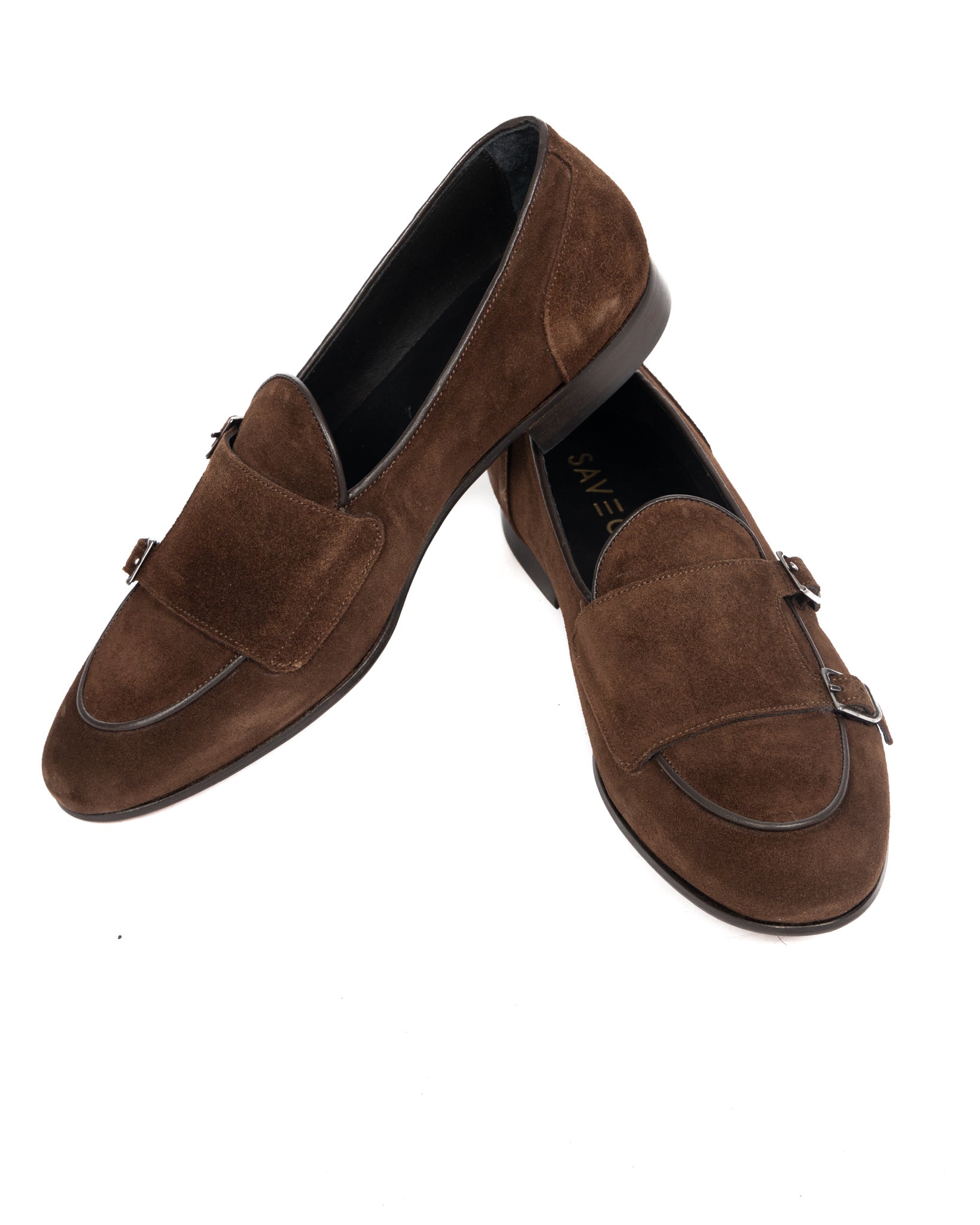 Gianni - dark brown suede moccasin with double buckle