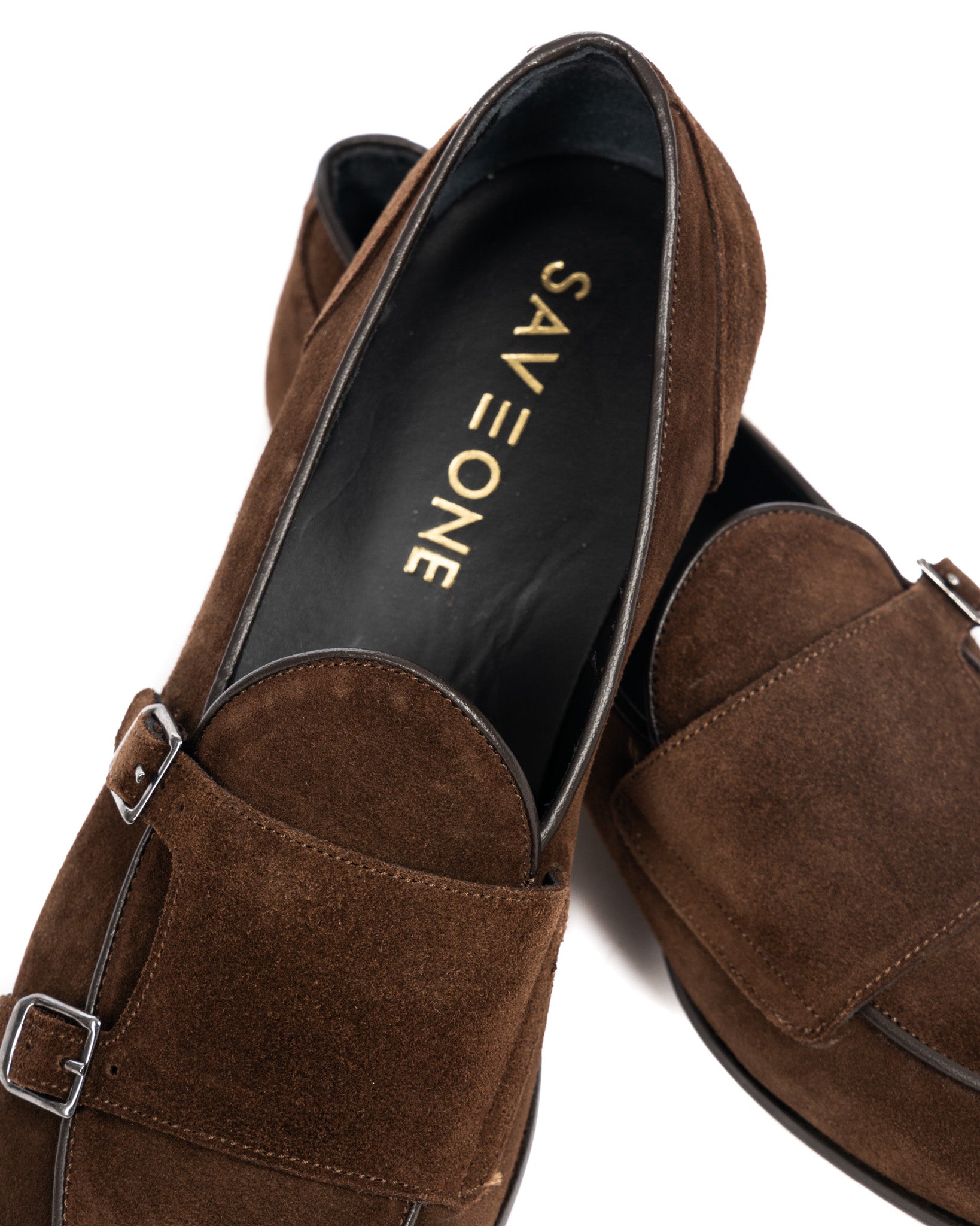 Gianni - dark brown suede moccasin with double buckle