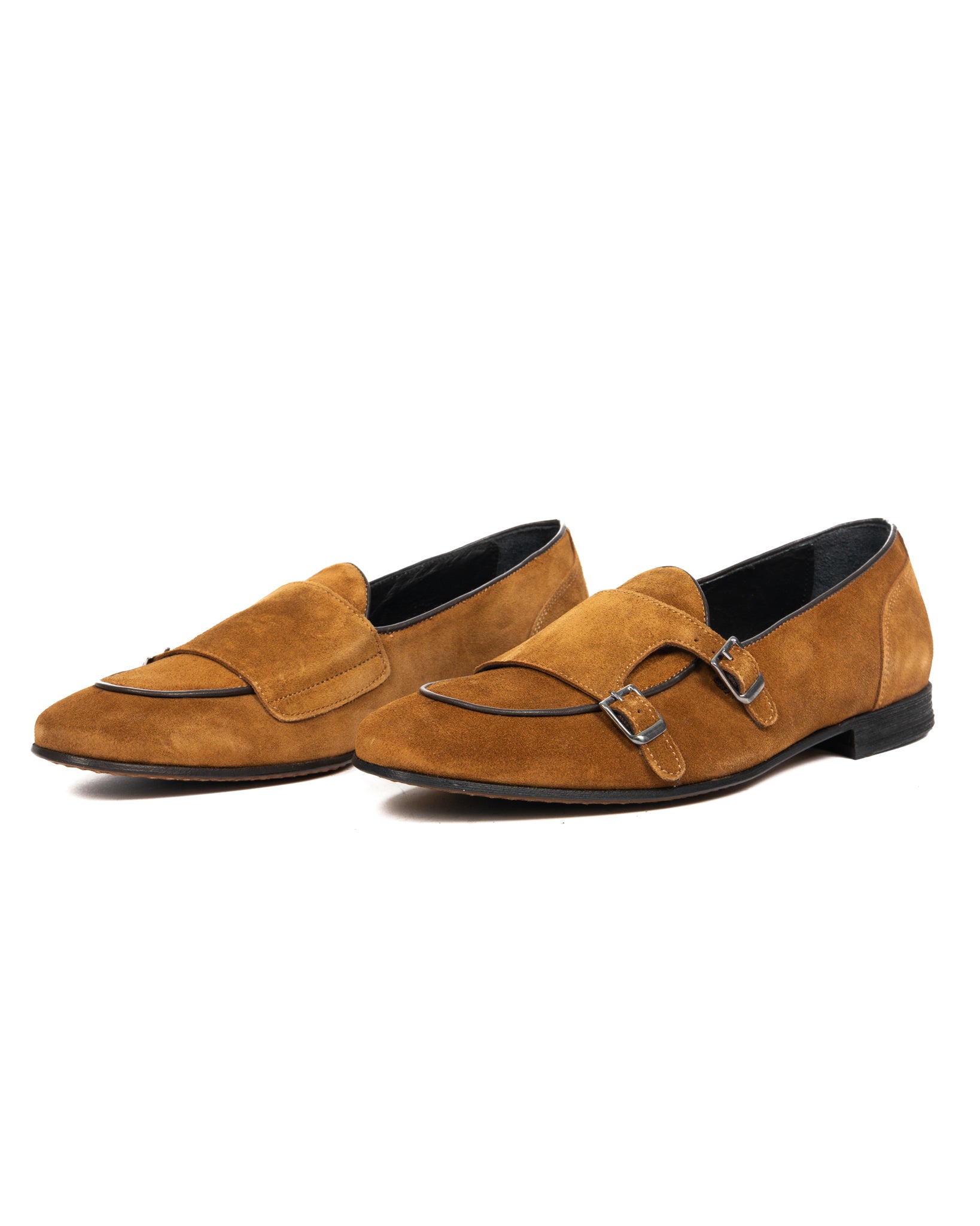 Gianni - mocassin en daim camel avec double boucle