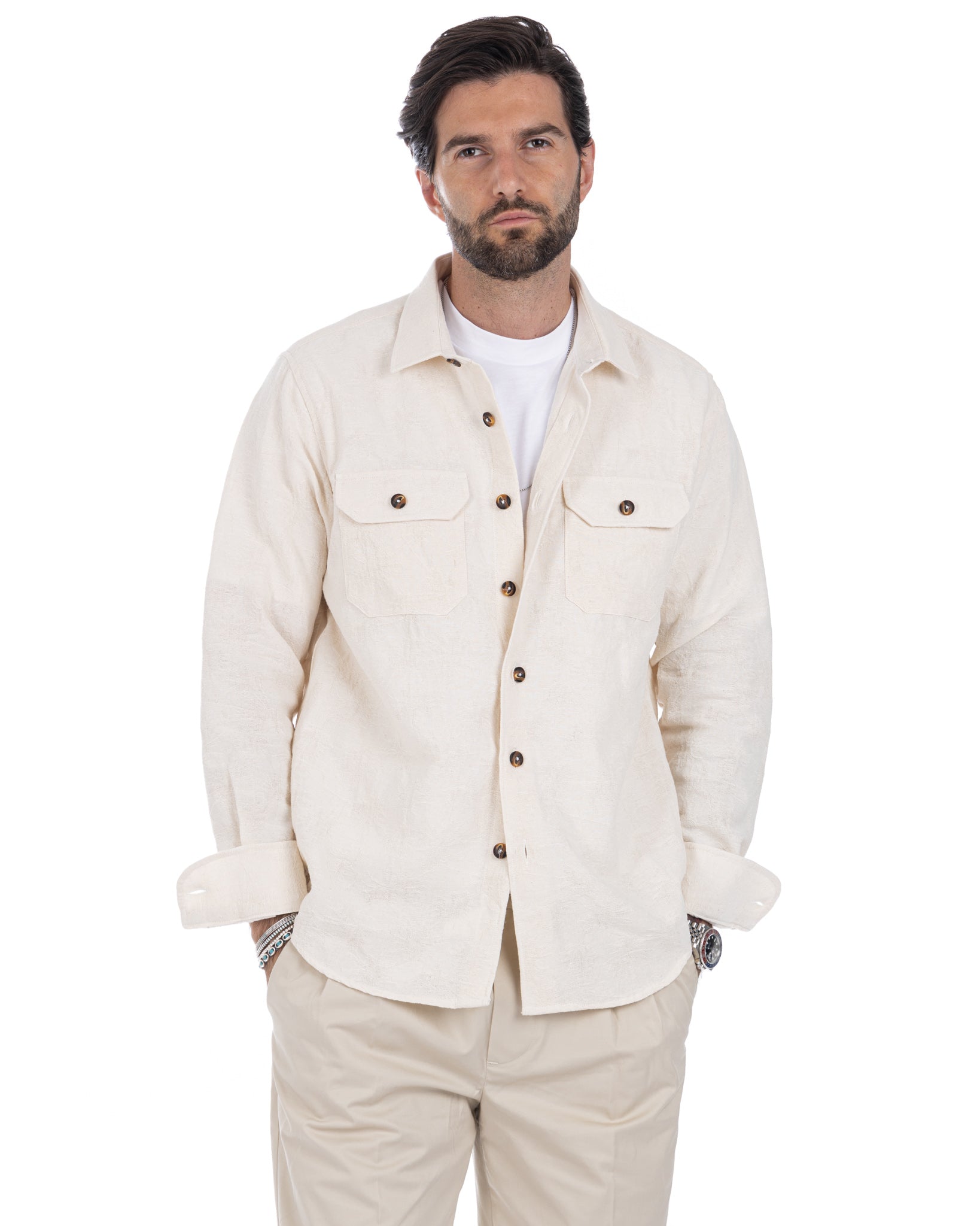 Bahama - camisa crema con dibujo en relieve