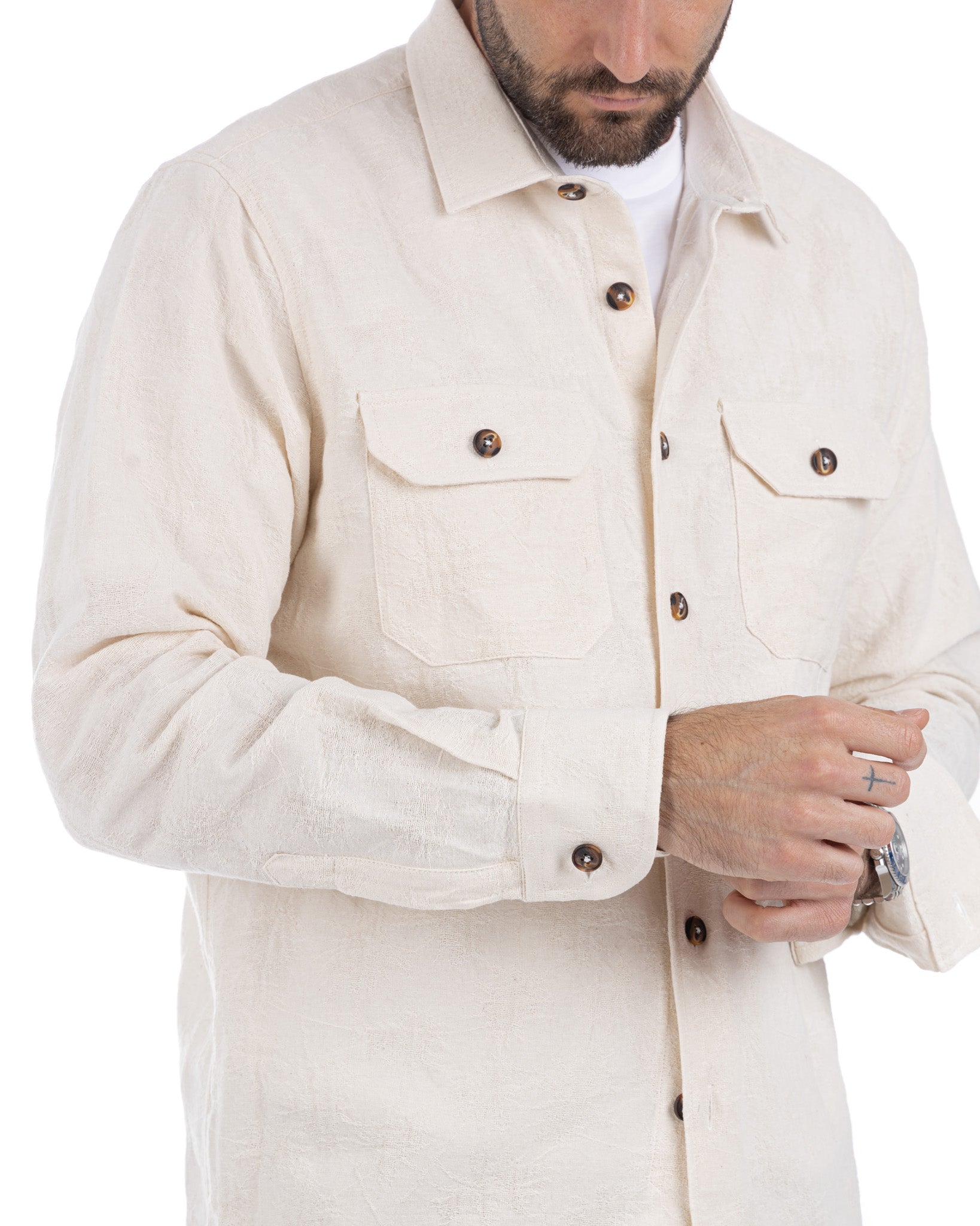 Bahama - camisa crema con dibujo en relieve