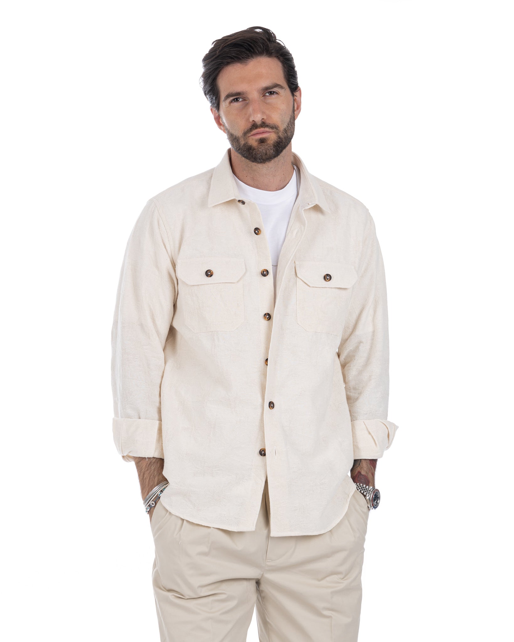 Bahama - camisa crema con dibujo en relieve