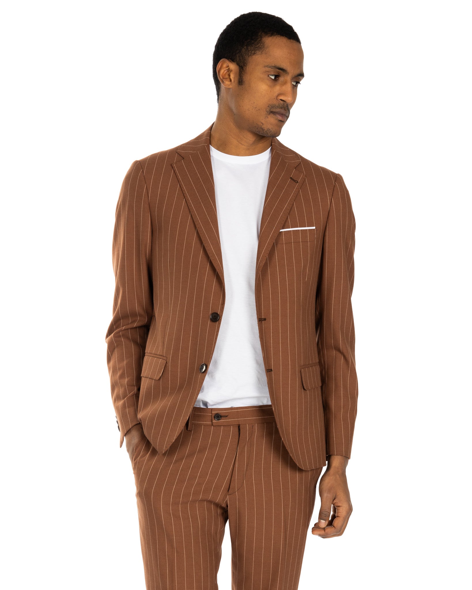 Lille - costume marron à fines rayures