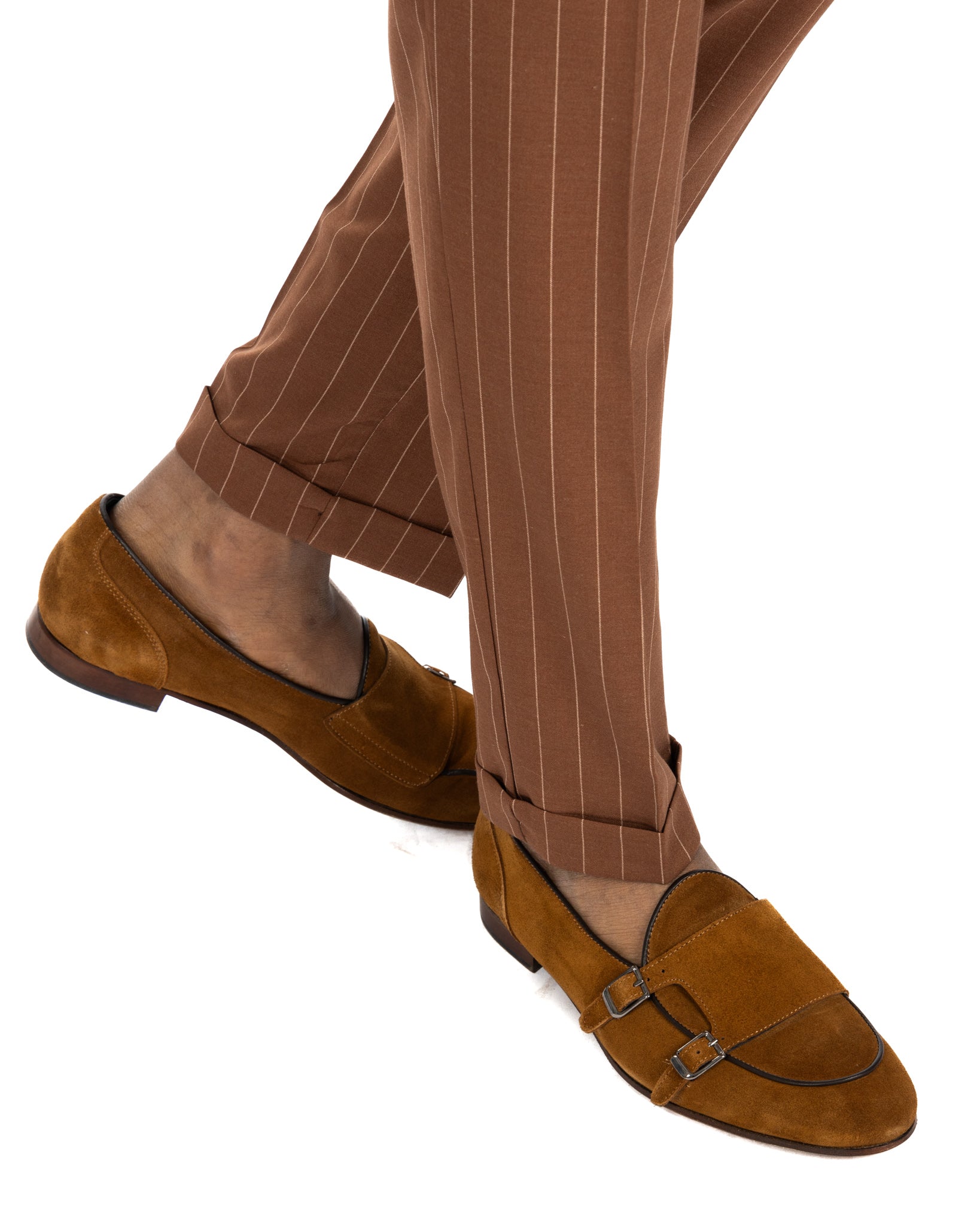 Gianni - mocassin en daim camel avec double boucle