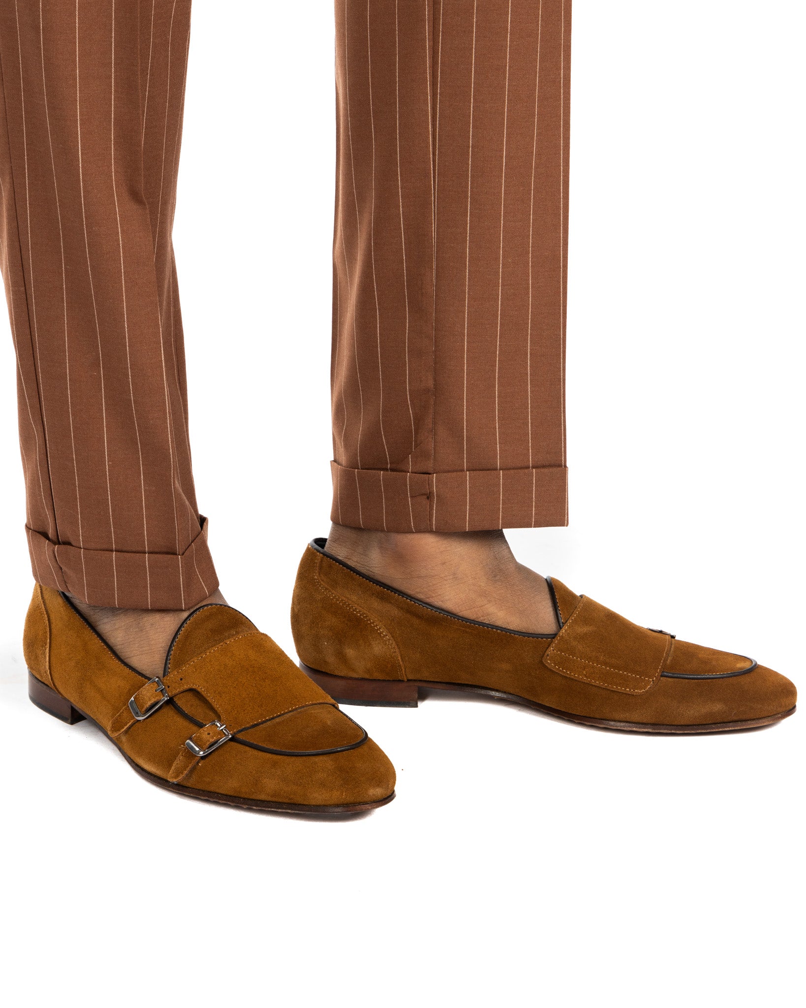 Gianni - mocassin en daim camel avec double boucle