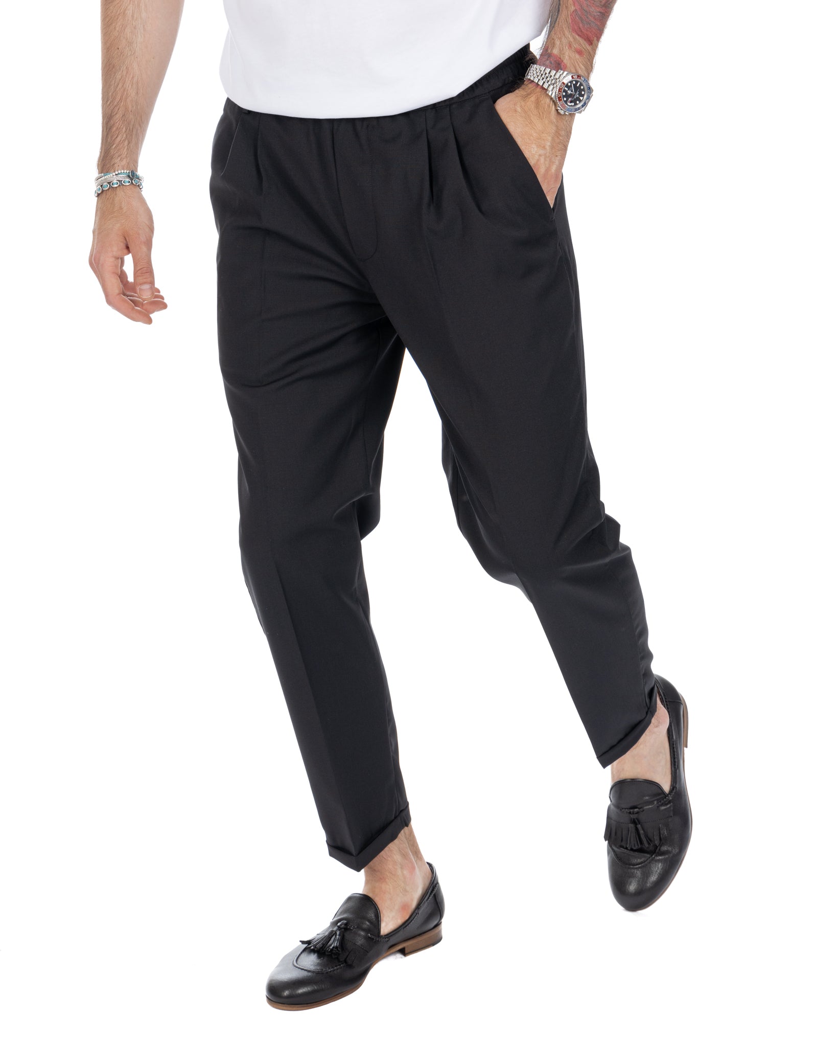 Larry - pantalaccio nero in misto lana