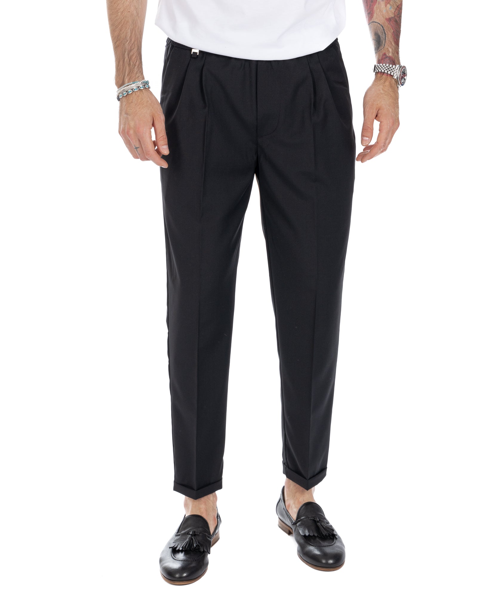 Larry - pantalaccio nero in misto lana