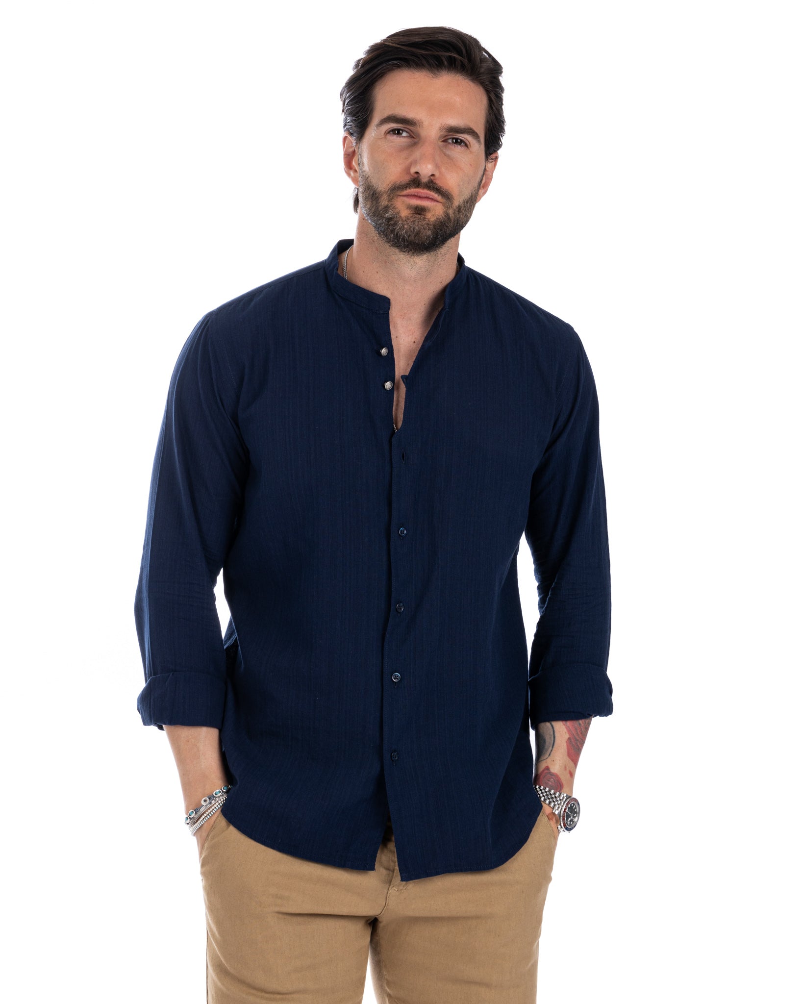 Hyeres - blue Korean cotton shirt