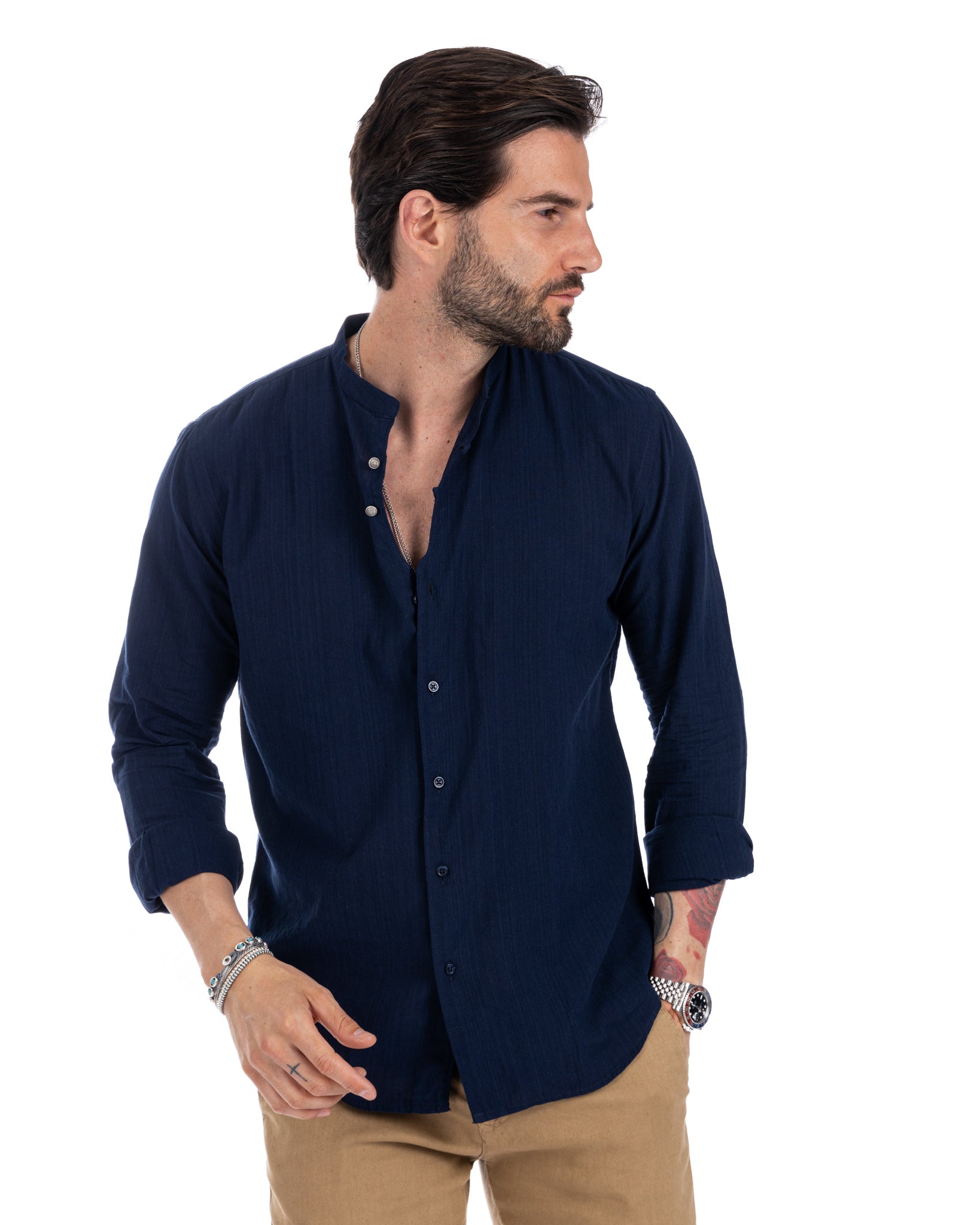 Hyeres - blue Korean cotton shirt