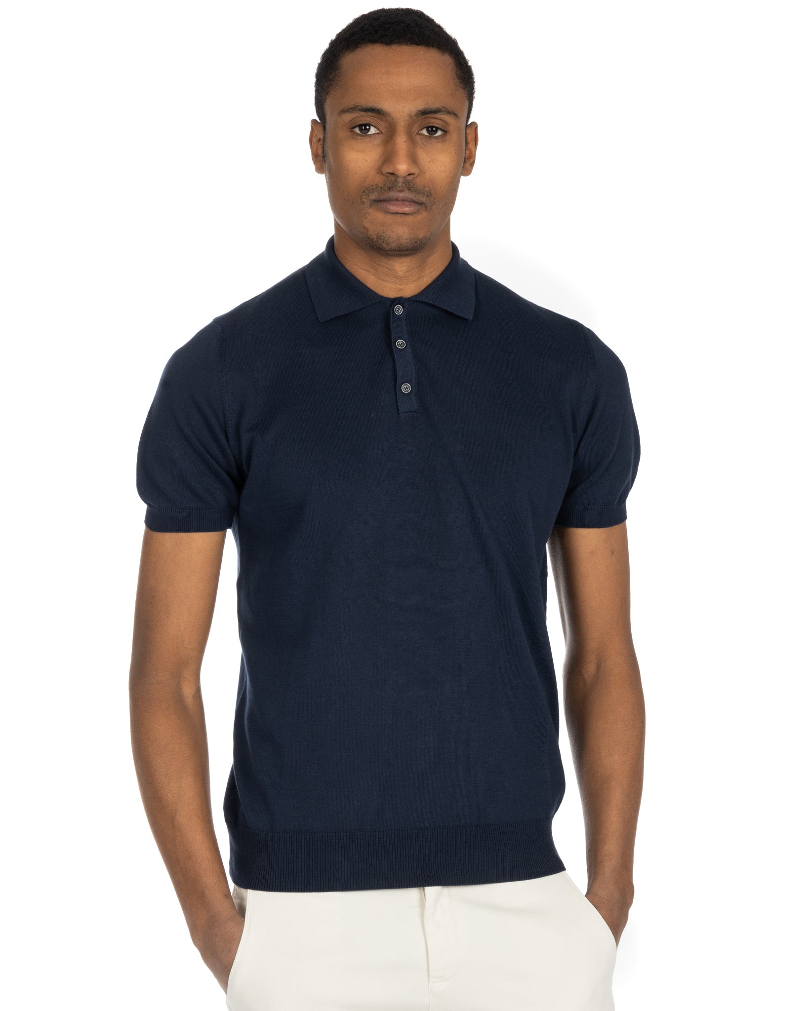 Roger - polo blu in maglia