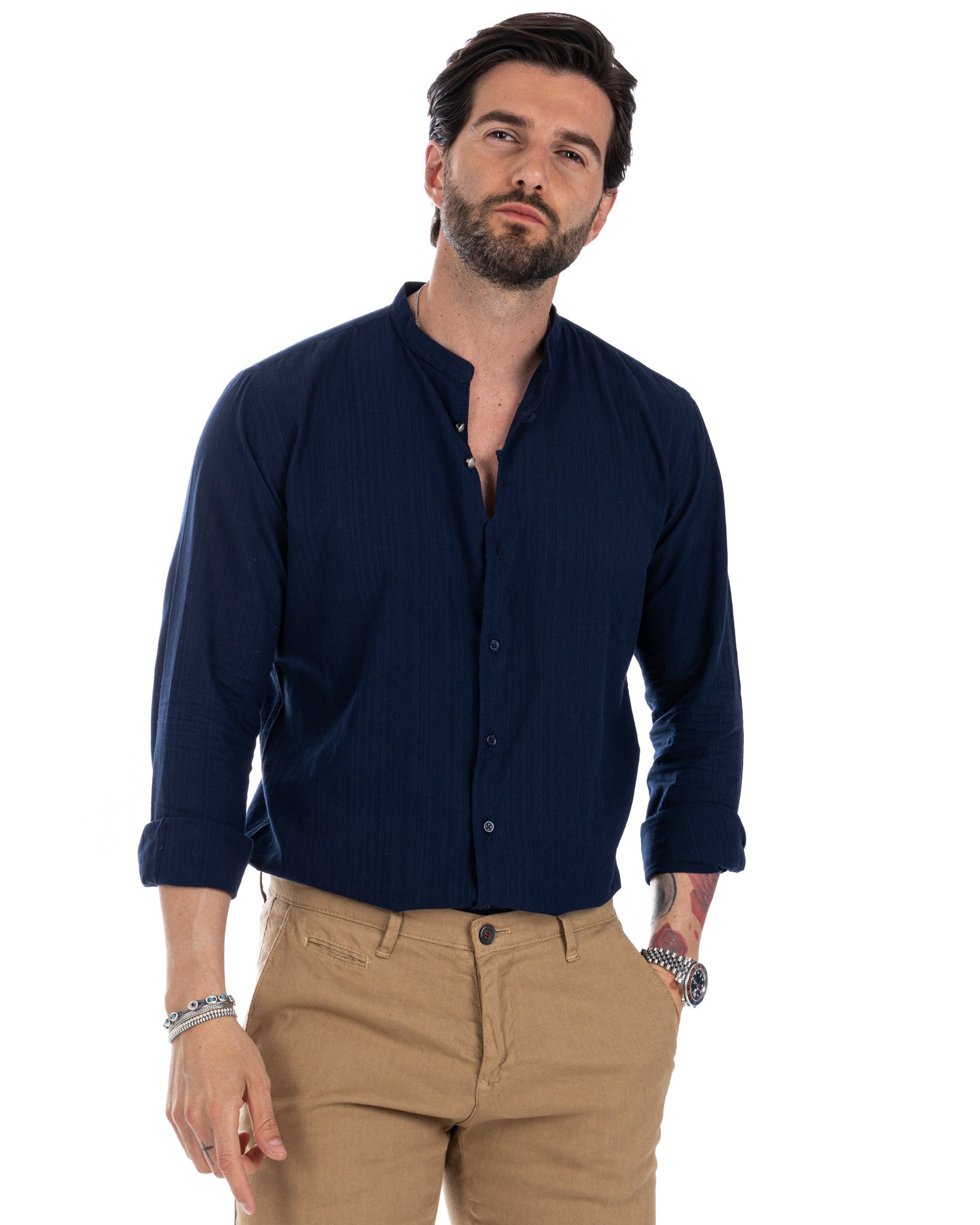 Hyeres - blue Korean cotton shirt
