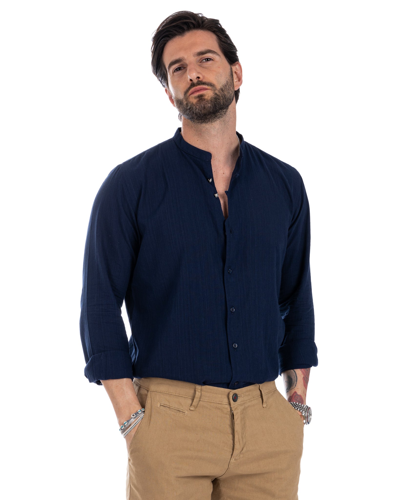 Hyeres - blue Korean cotton shirt