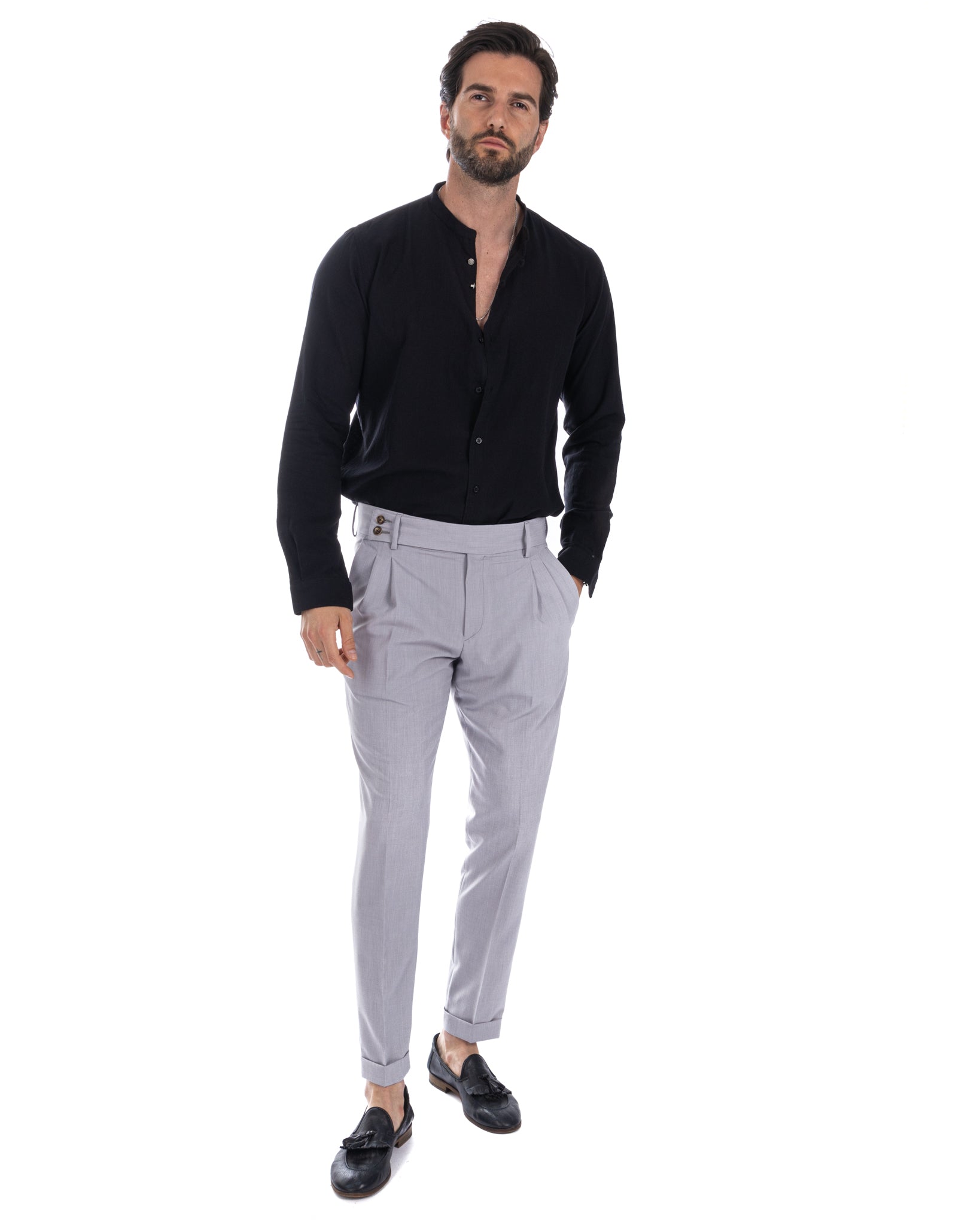 Hyeres - camicia coreana nera in cotone