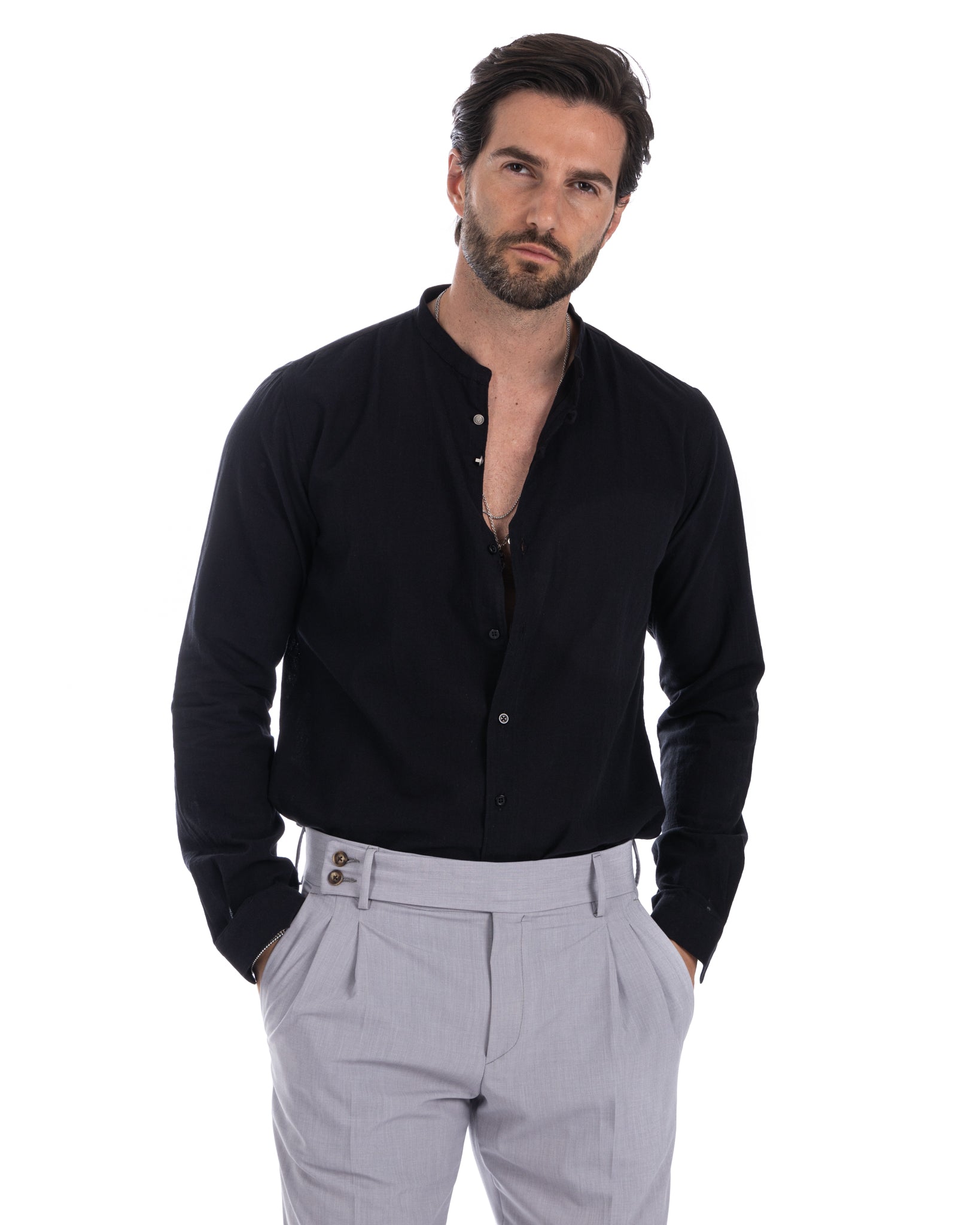 Hyeres - chemise coréenne en coton noir