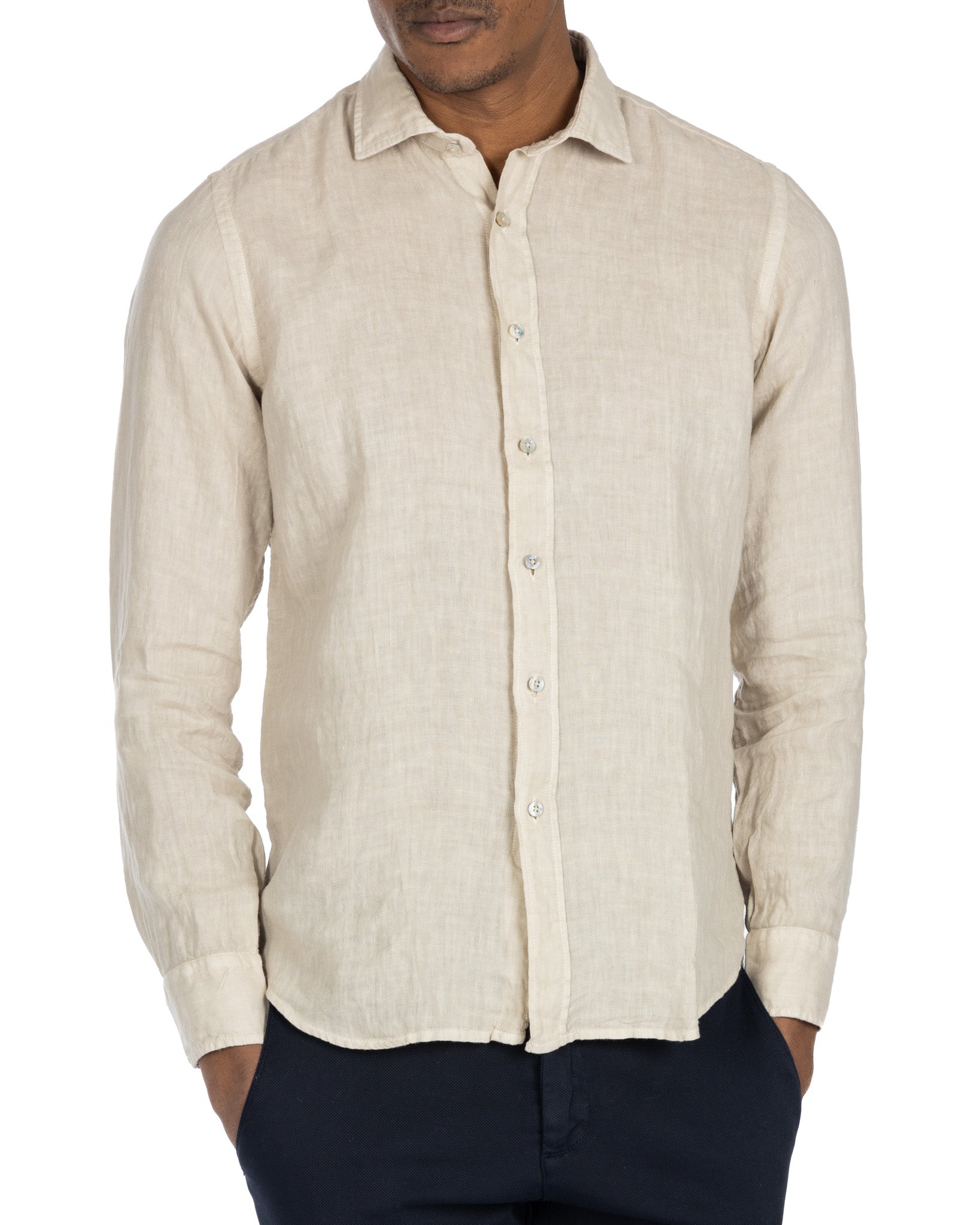 Montecarlo - camicia in puro lino sabbia