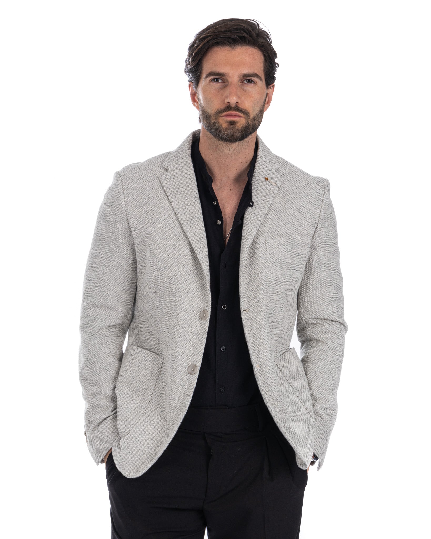 Ragusa - beige honeycomb single-breasted jacket