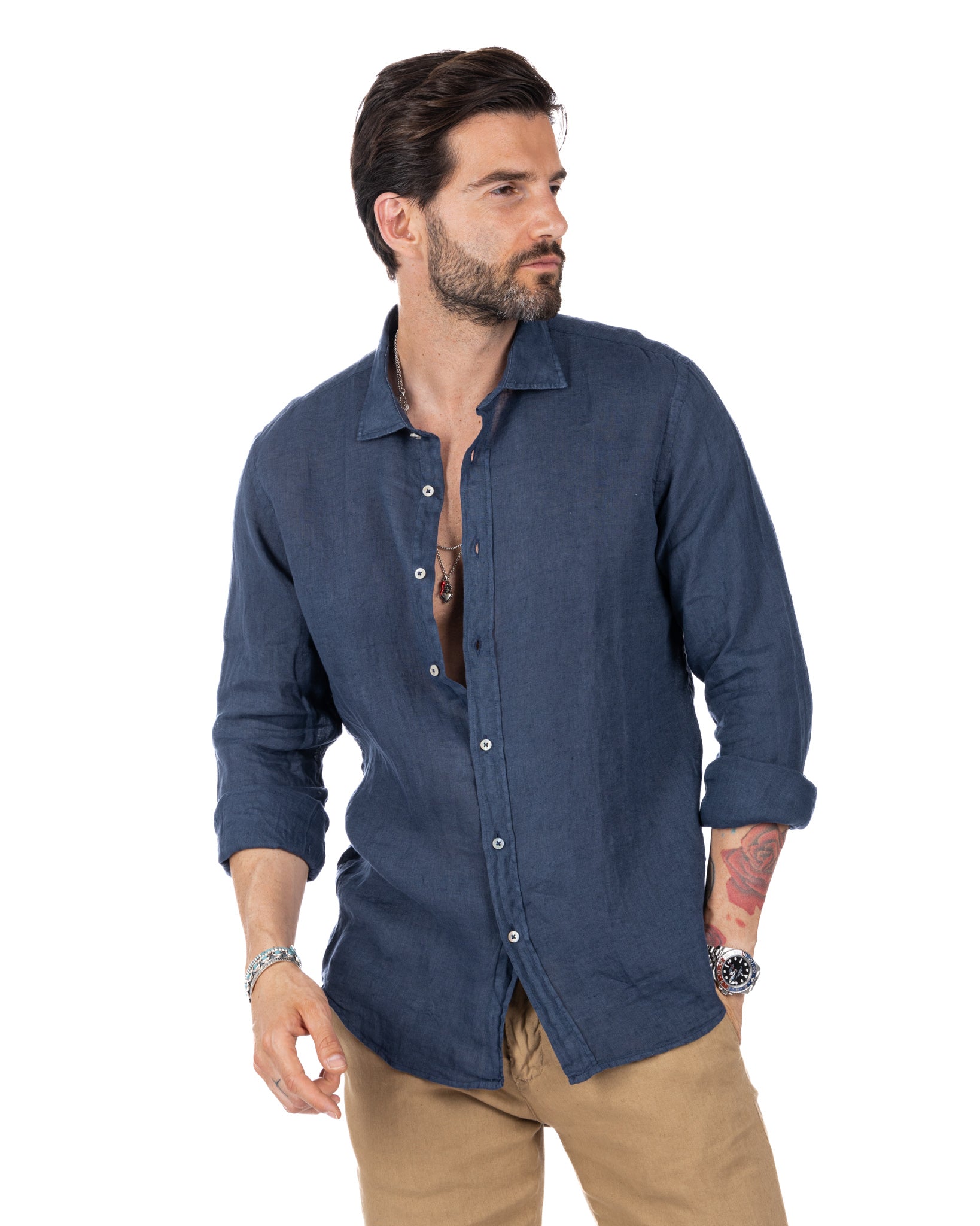 Montecarlo - pure linen blue shirt