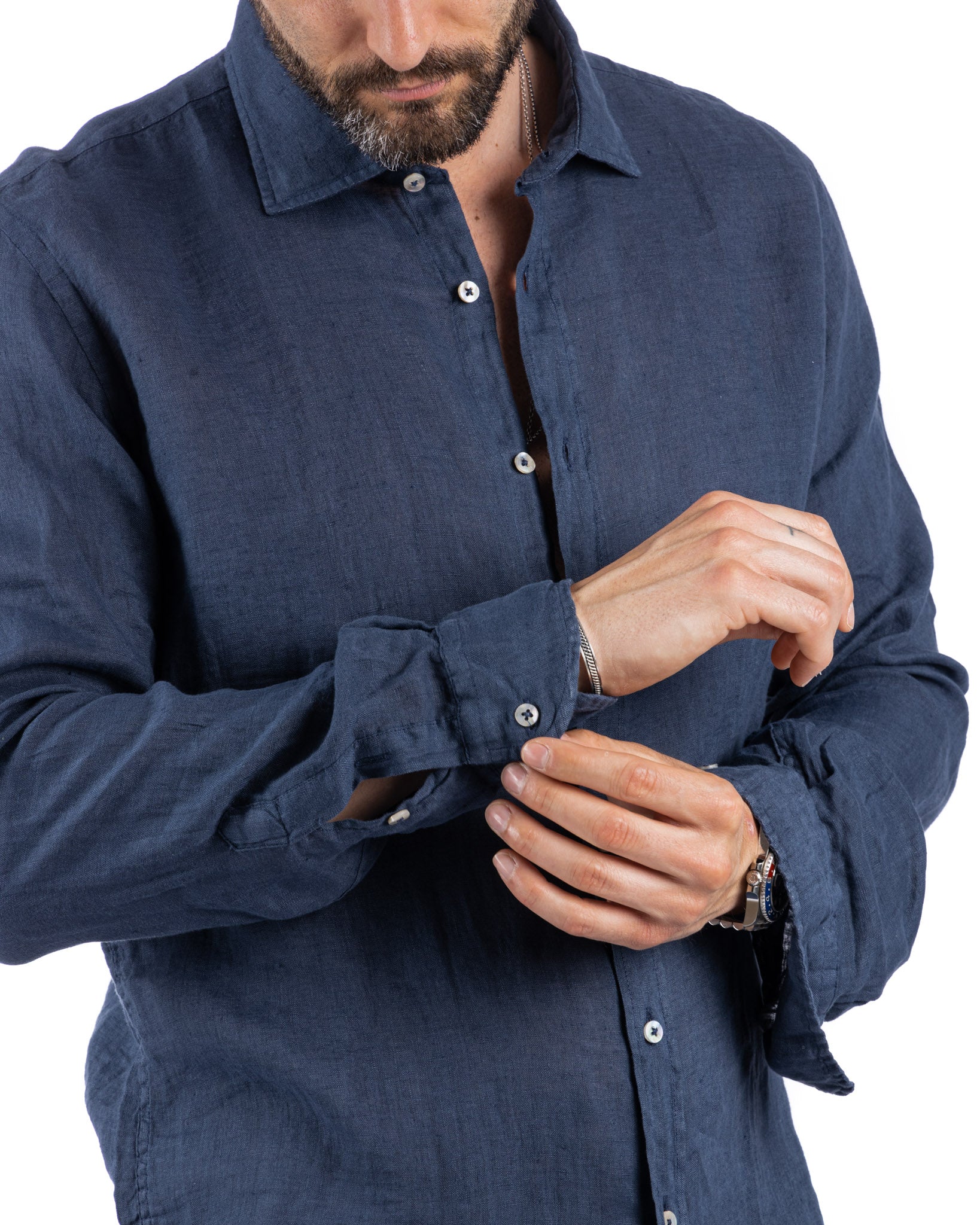 Montecarlo - pure linen blue shirt
