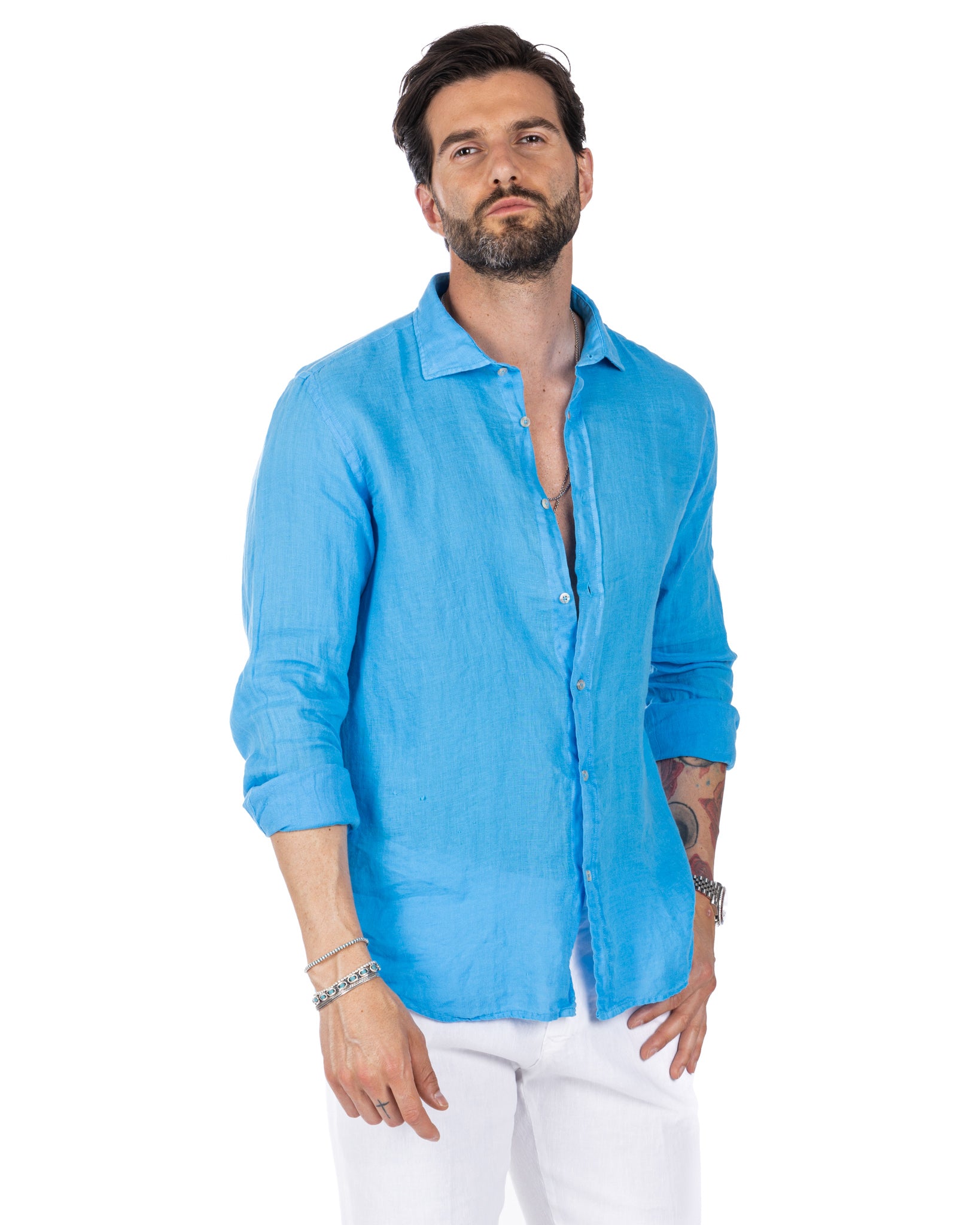 Montecarlo - turquoise pure linen shirt