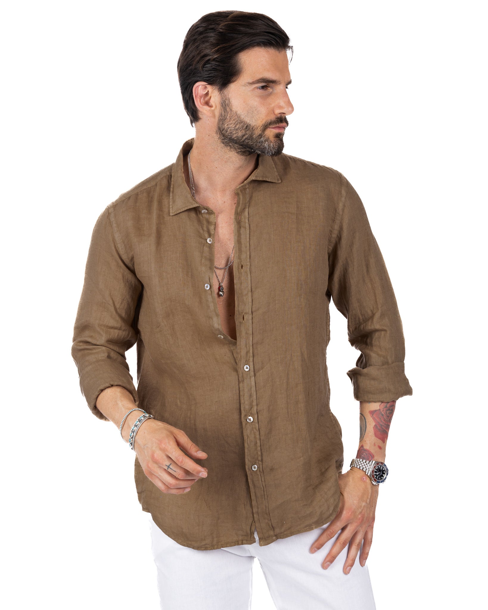 Montecarlo - camel pure linen shirt